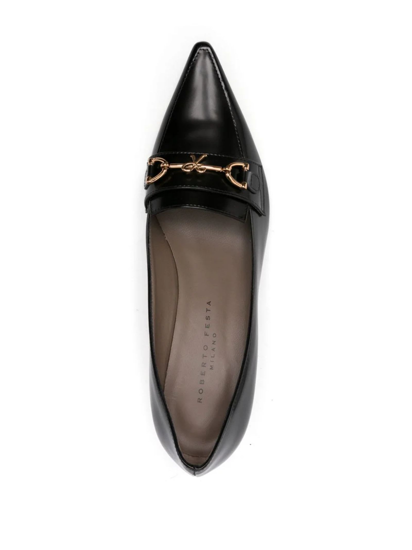 Shop Roberto Festa Black Calf Leather Lekke Pumps