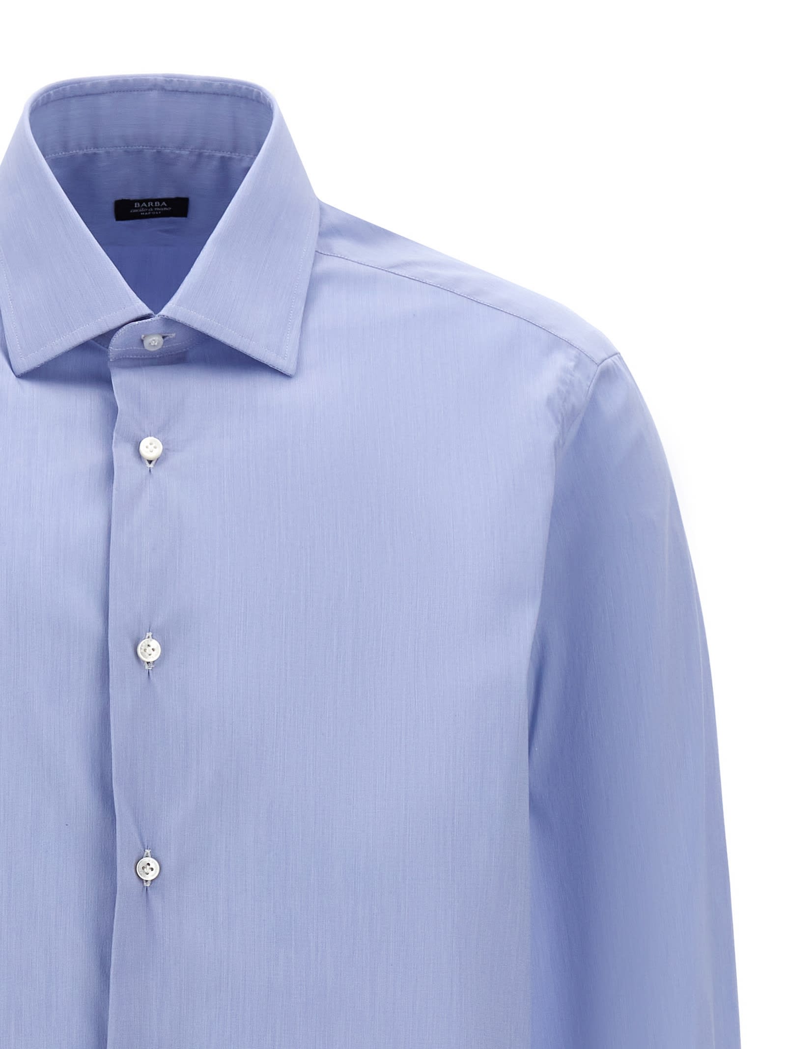 Shop Barba Napoli Poplin Shirt In Light Blue