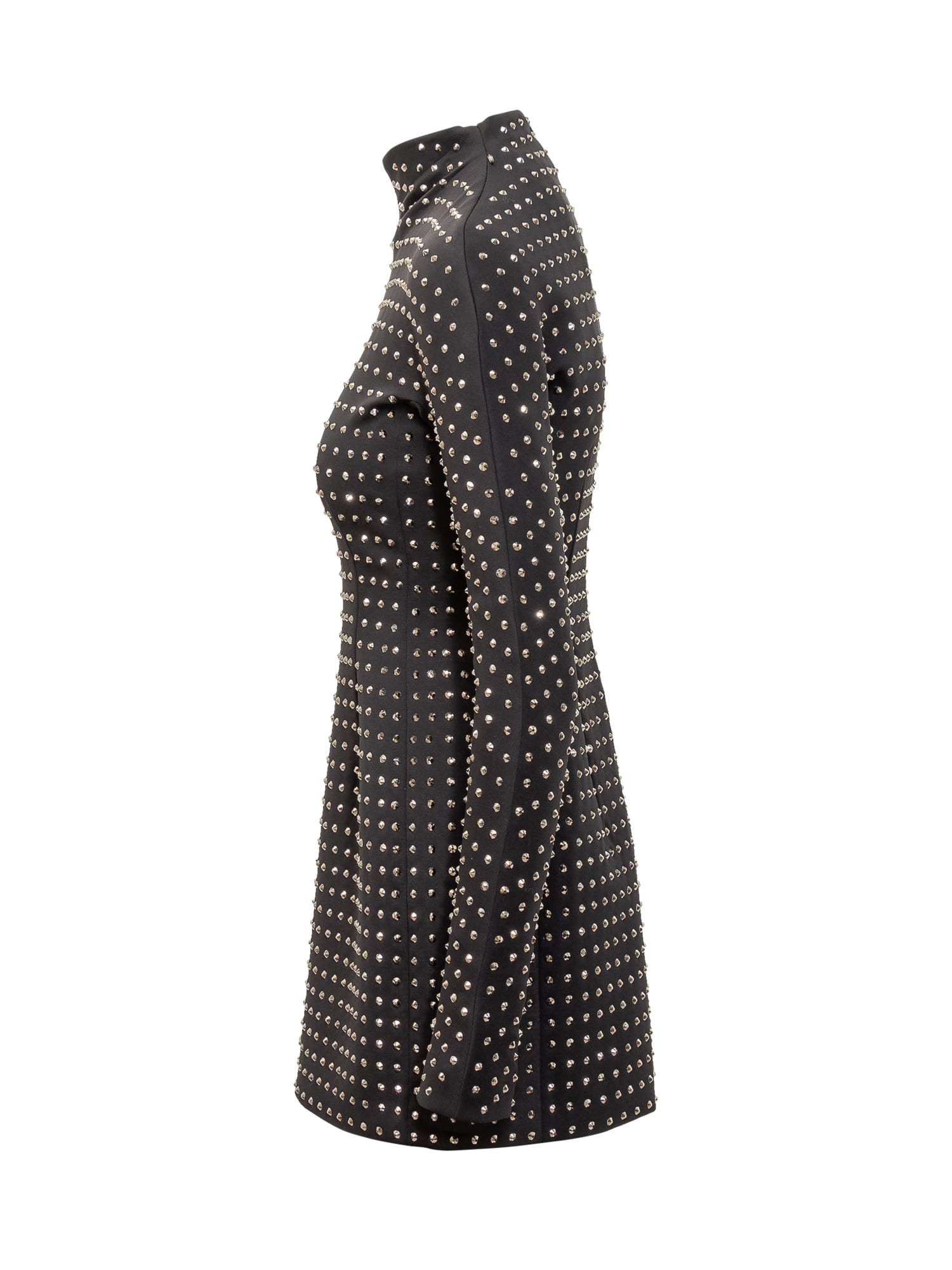 Sportmax Rhinestone-embellished Jersey Minidress In Nero