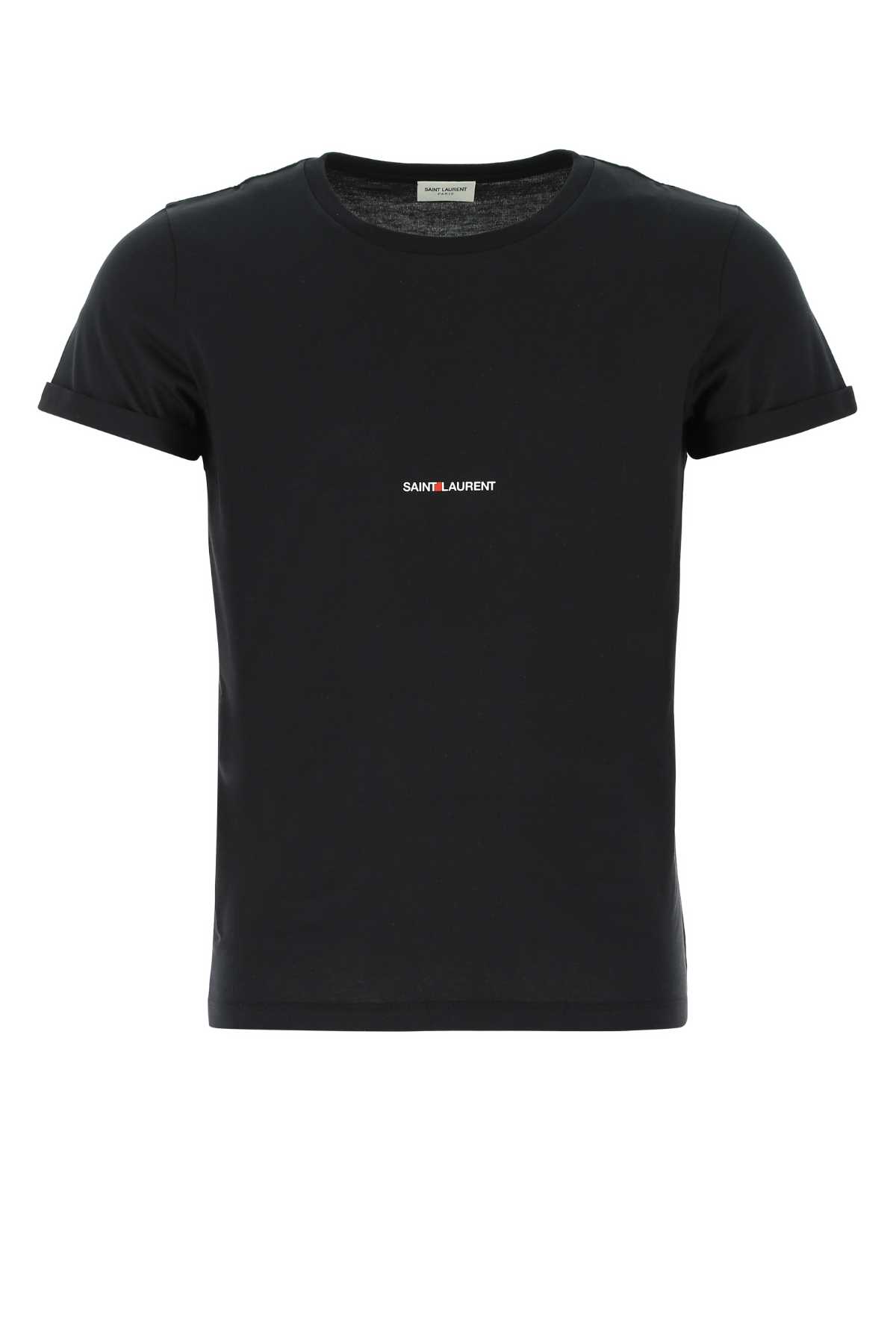 Shop Saint Laurent Black Cotton T-shirt In 1000
