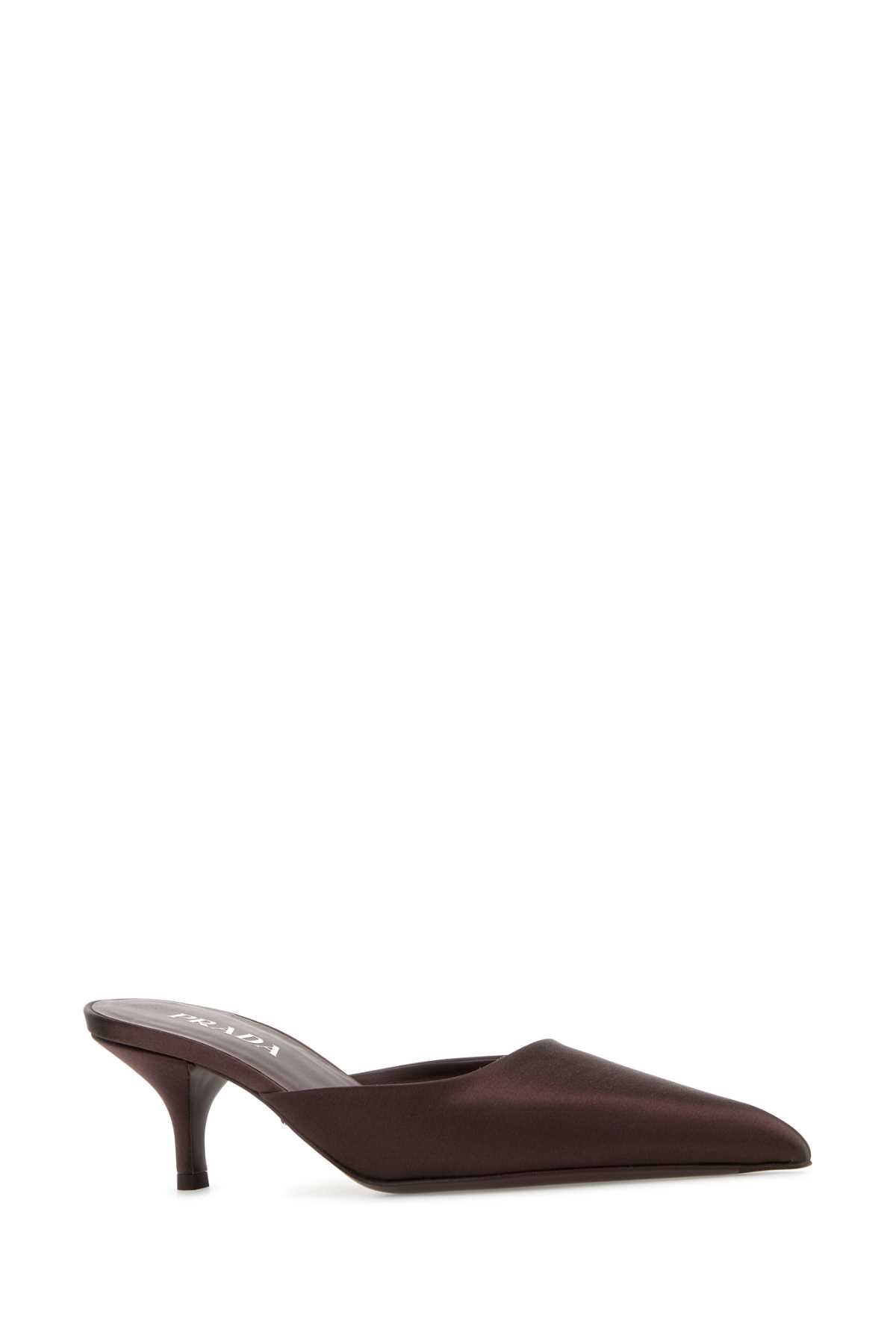 Prada Satin Mules Kitten Heel Pointed Toe In Bordeaux