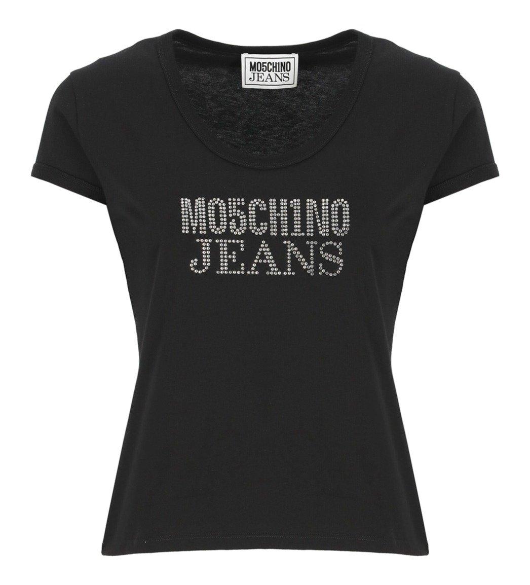 Moschino Jeans Logo-embellished Crewneck T-shirt In Black