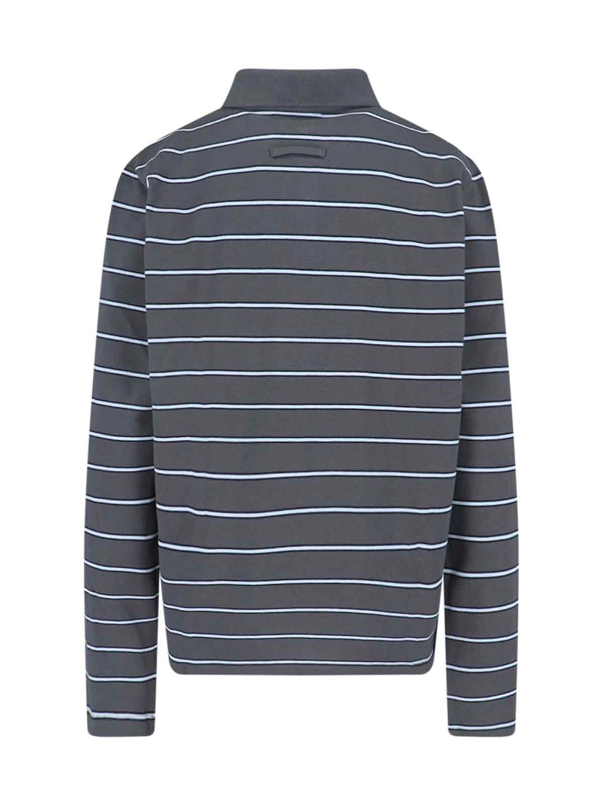 Paloma Wool Striped Long-sleeved Polo Shirt In Gray