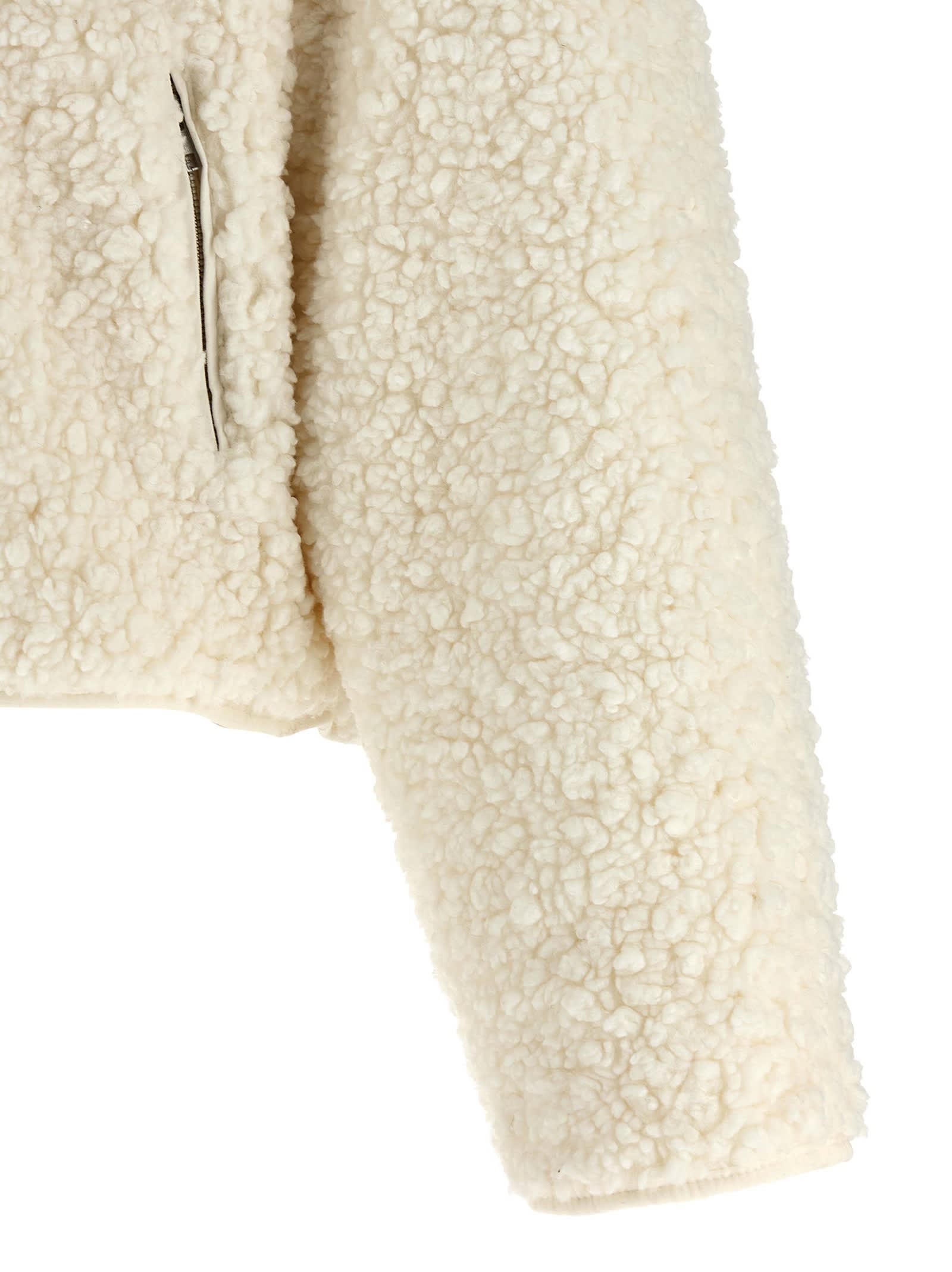 Entire Studios Teddy-effect Fabric Jacket With Ribbed Knit Details In Neutral