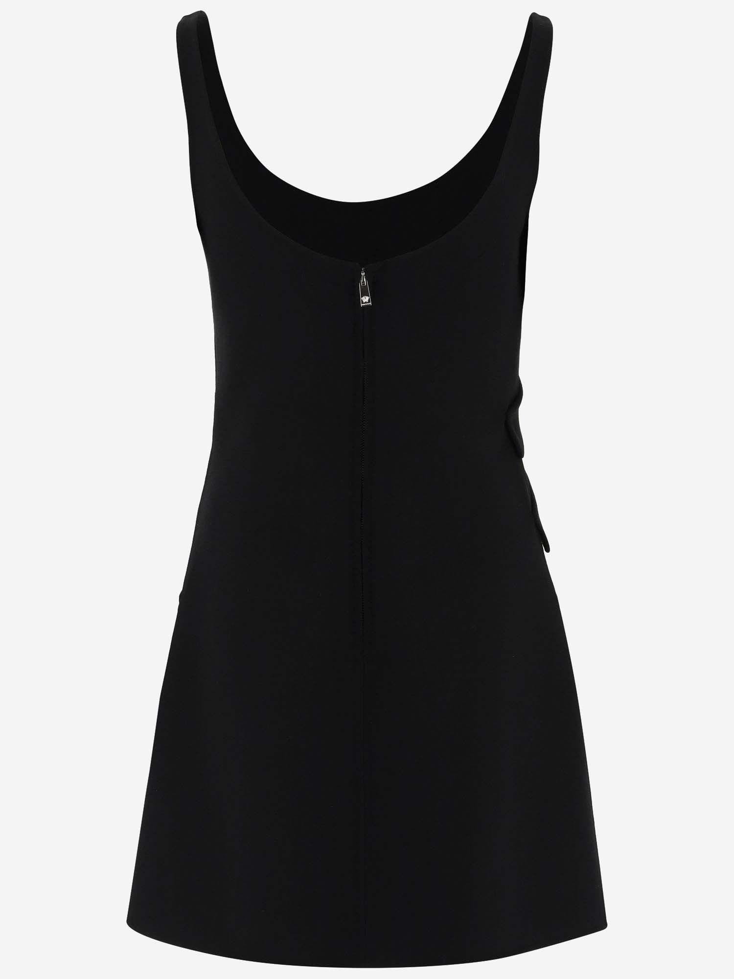 Shop Versace Wool Blend Straight Minidress In Black