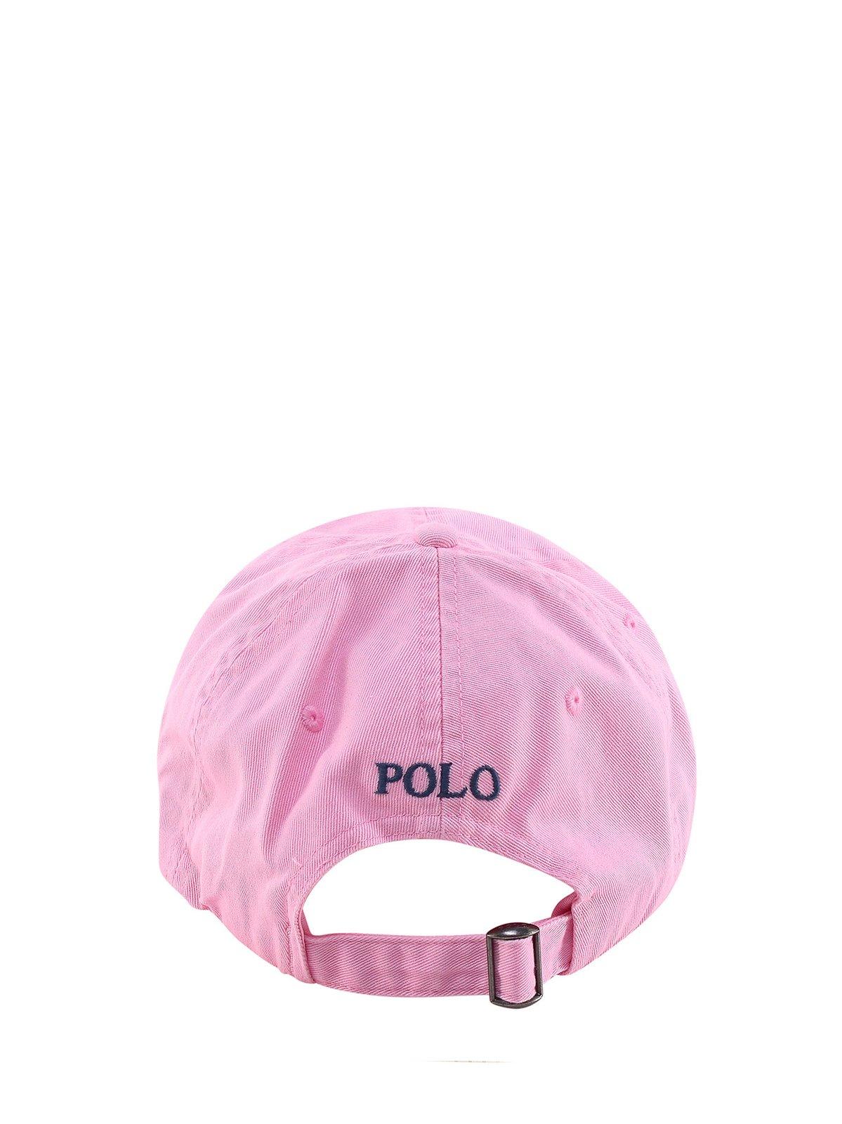 Shop Polo Ralph Lauren Logo Embroidered Curved Peak Baseball Cap In Rosa