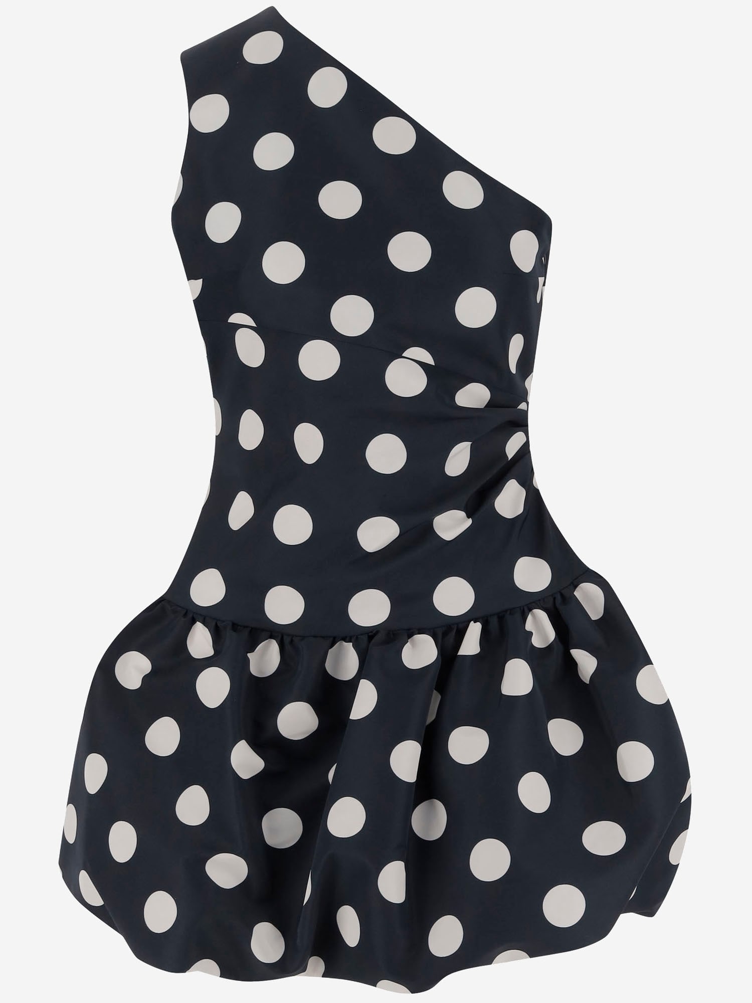 Shop Patou Polka Dot One-shoulder Dress In Blue