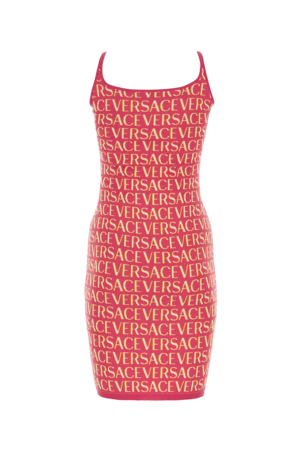 VERSACE EMBROIDERED KNIT MINI DRESS