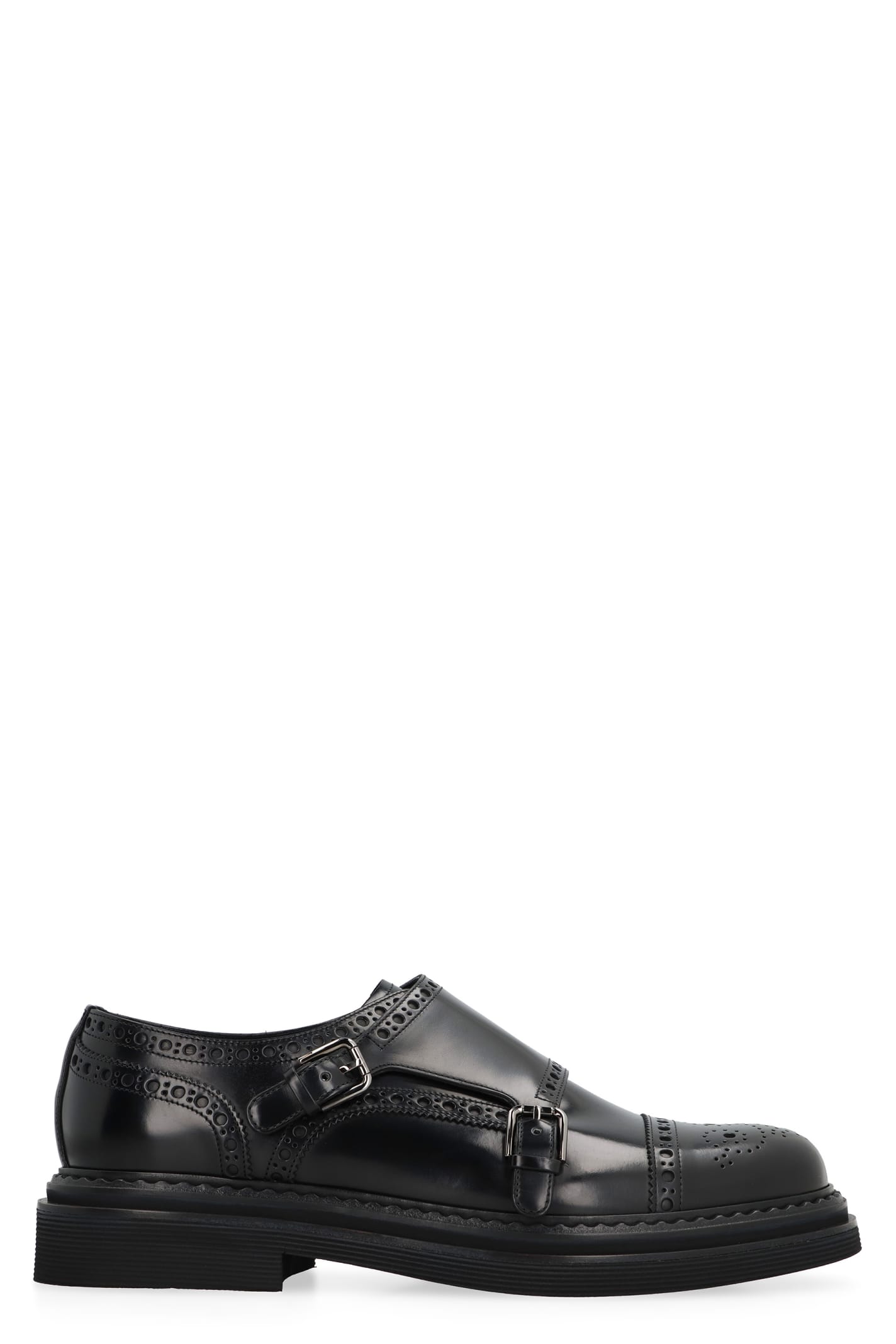 Shop Dolce & Gabbana Leather Monk-strap Shoes In Black