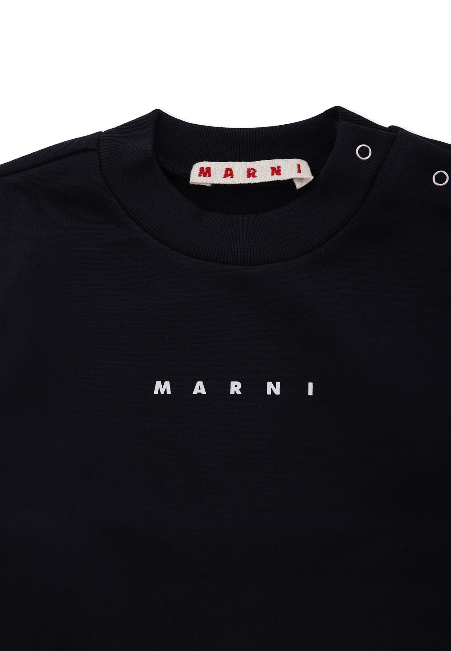 Marni Blue Sweatshirt For Baby Boy With Logo In Black