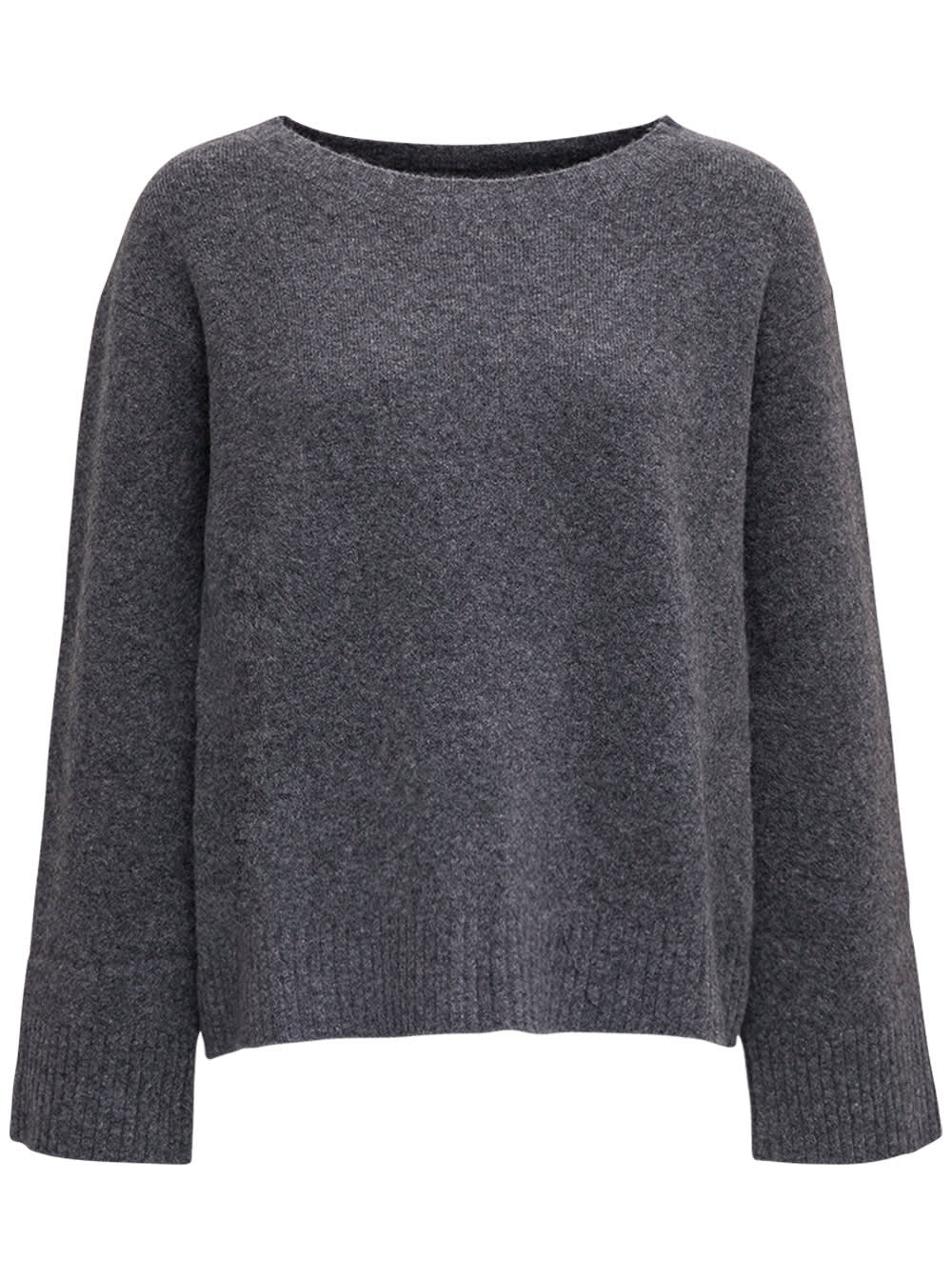 Max Mara Grey Wool Sweater With Boat Neckline