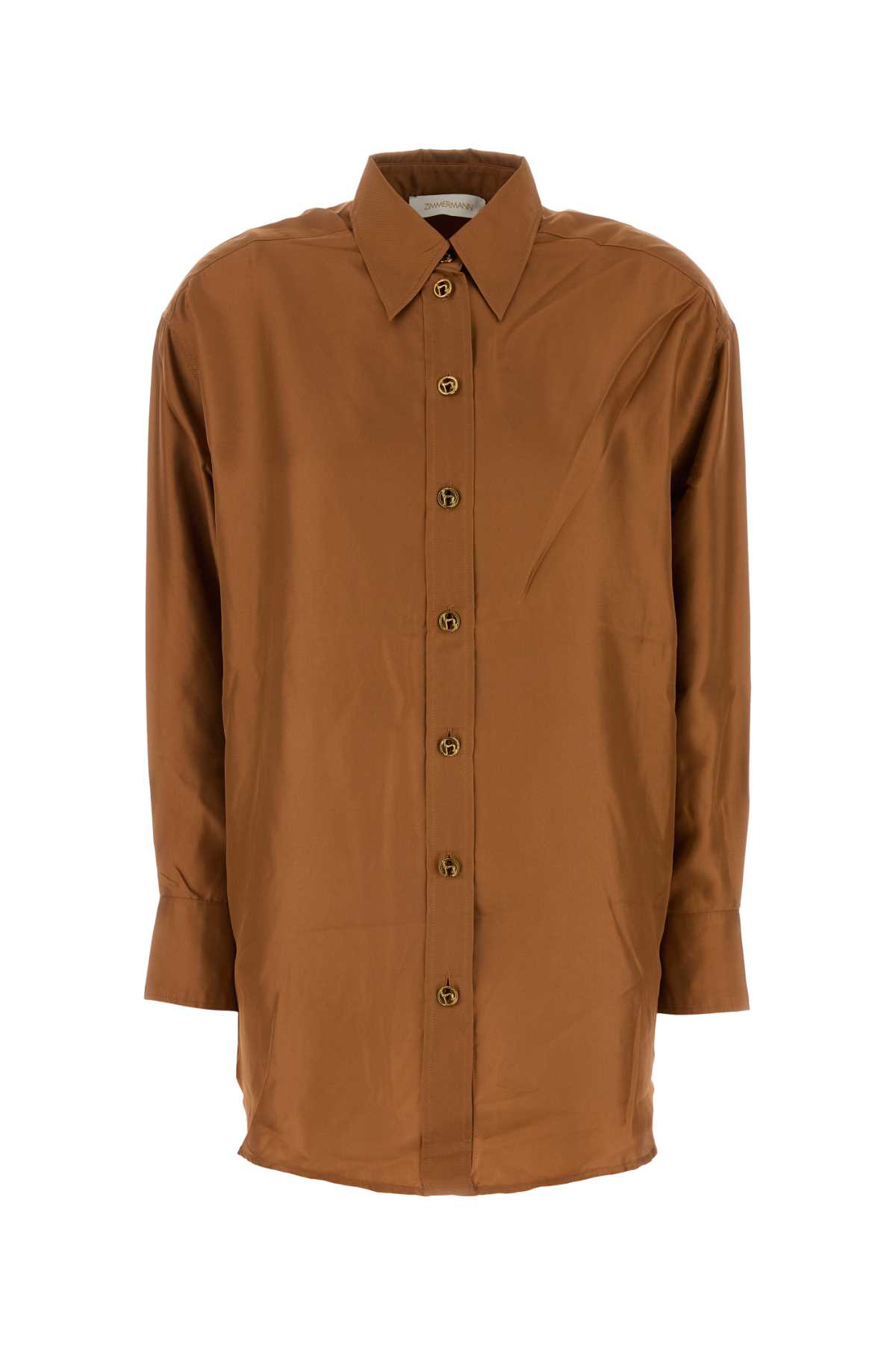 ZIMMERMANN OCHRE SILK ILLUSTRATION SHIRT