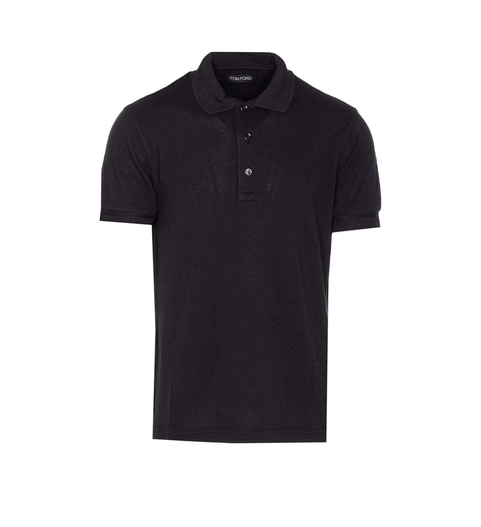 Tom Ford Slim-fit Lyocell And Cotton-blend Piqué Polo Shirt In Black