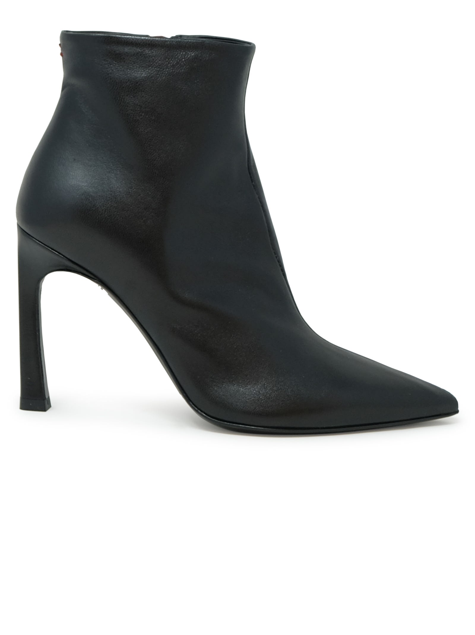 Black Leather Baron Ankle Boots