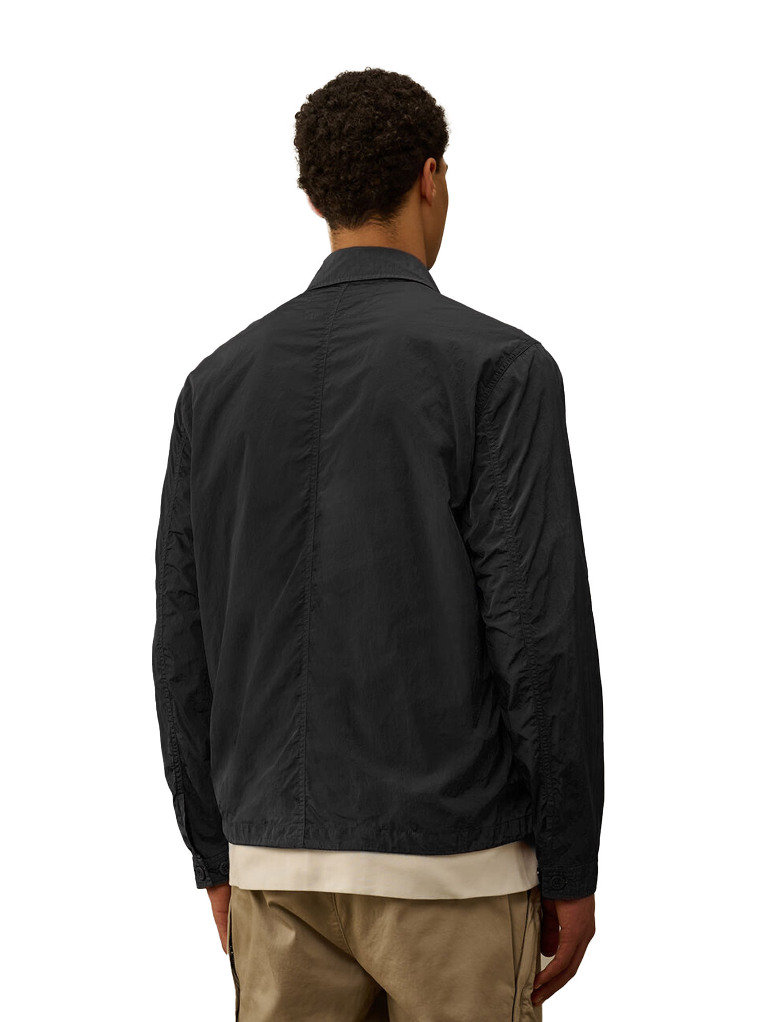 C.p. Company C.p.company Men Flatt Nylon Jacket With Logo Iconic Detail
