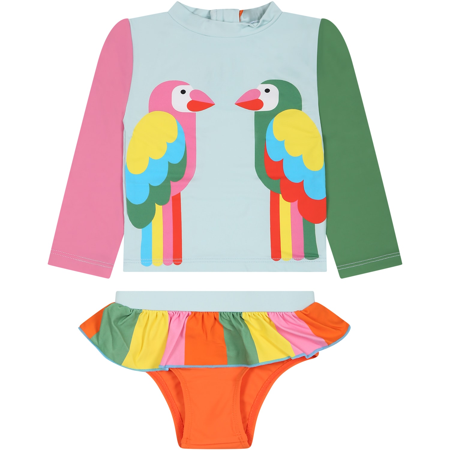 Stella Mccartney Multicolor Set For Baby Girl With Parrots Print