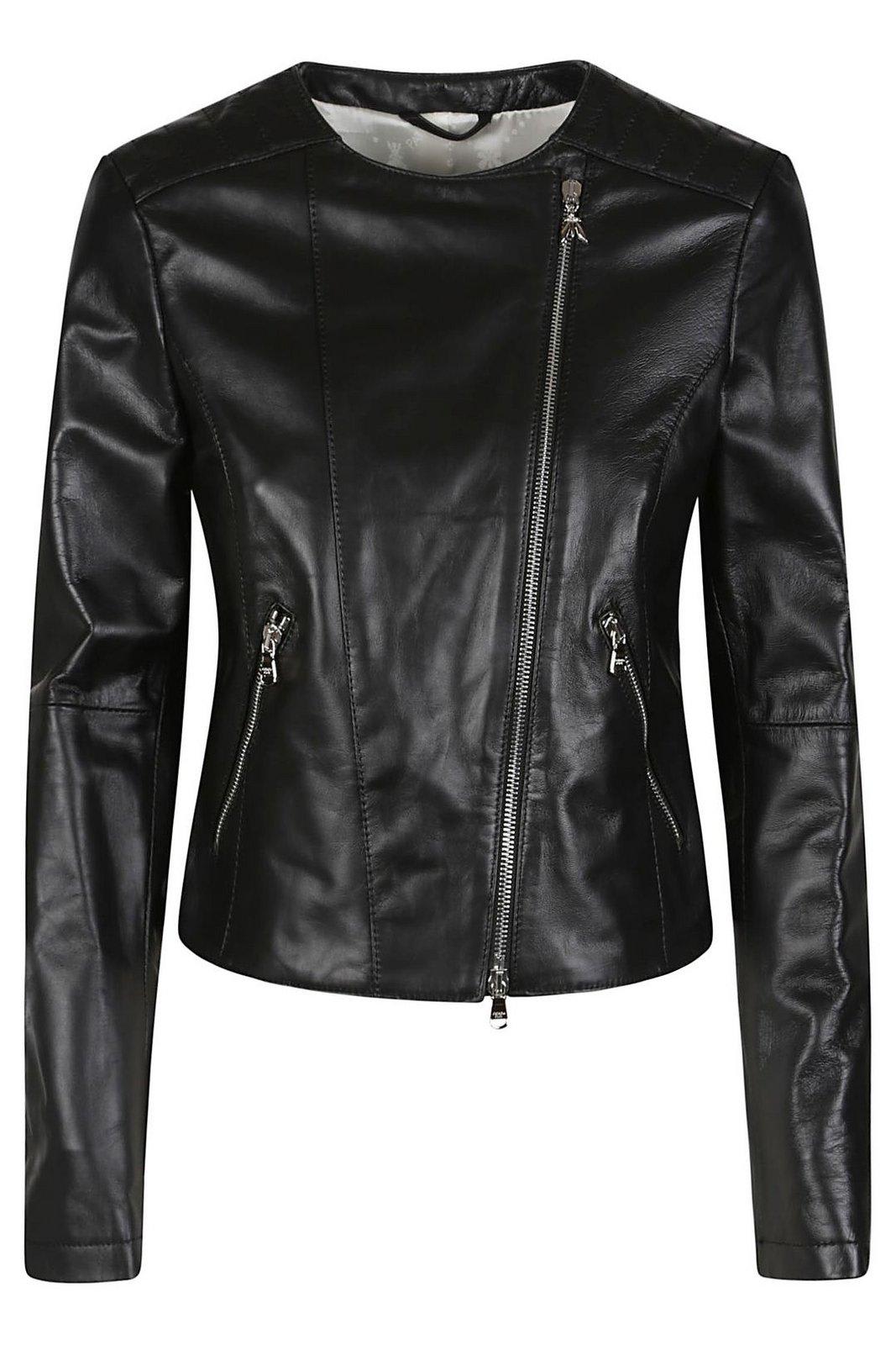 Patrizia Pepe Asymmetric Zip Jacket In Black
