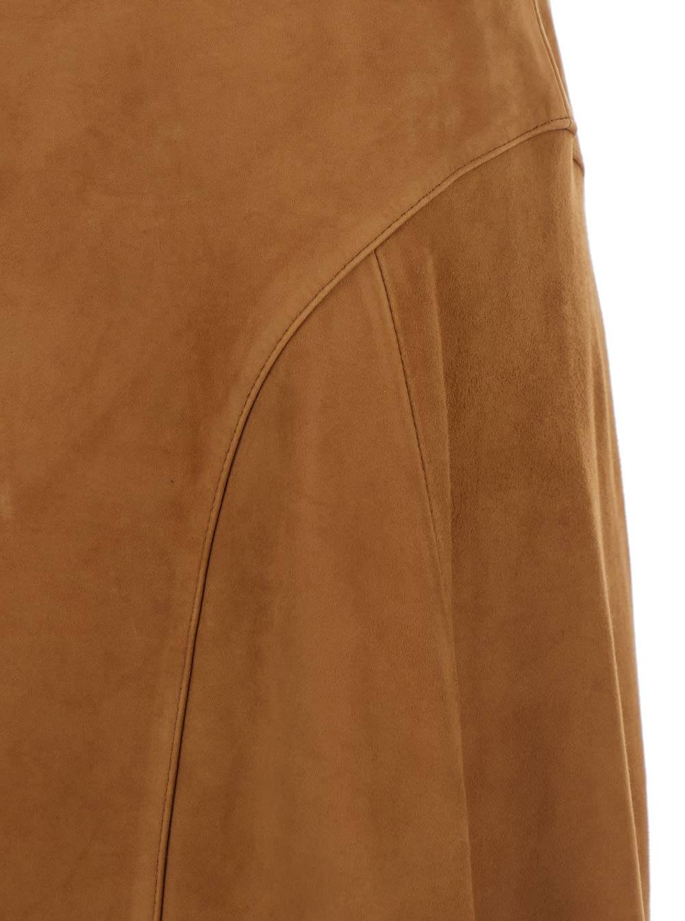 ARMA IRINA BROWN SKIRT WITH INSERTS DESIGN AND CLOSURE ON THE BACK IN SUEDE WOMAN