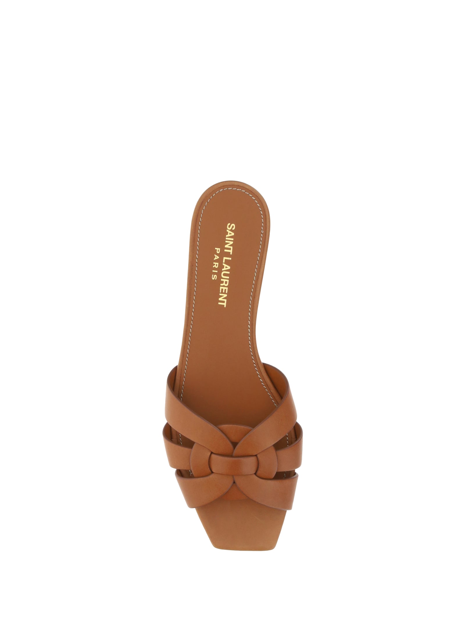 Shop Saint Laurent Sandals In Leather Brown