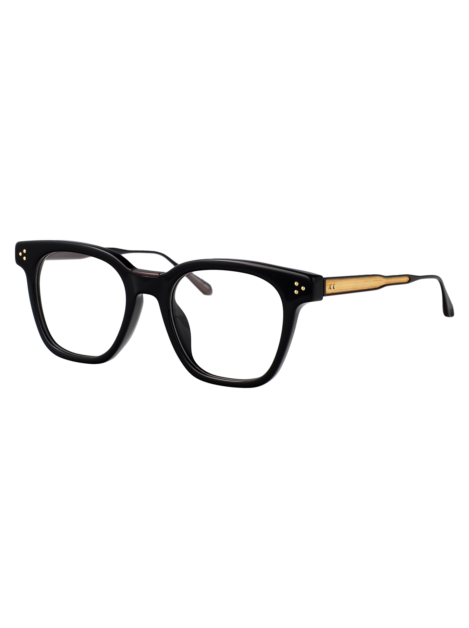 Linda Farrow Optical In Black/mattnickel/yellowgold/
