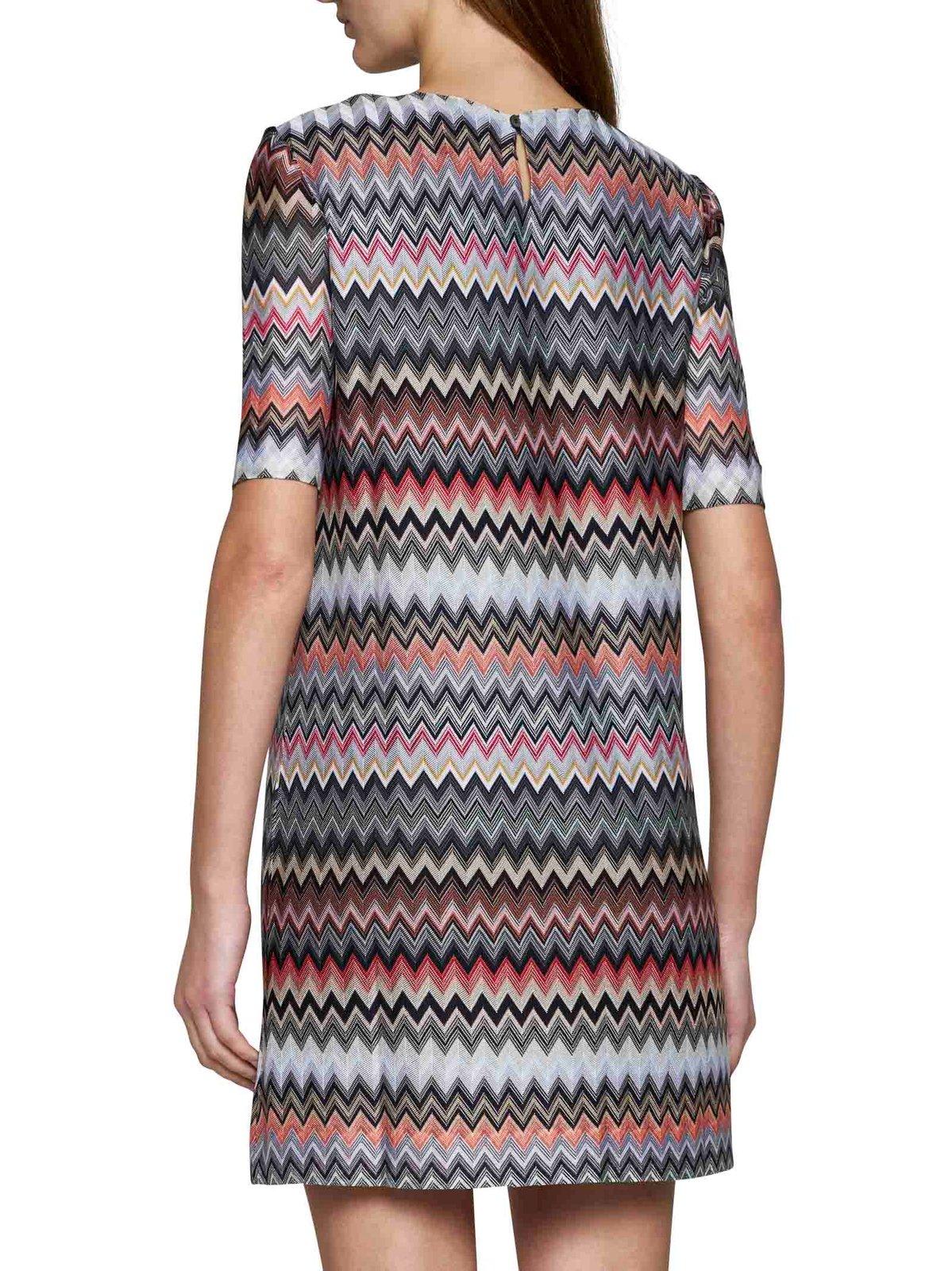 Shop Missoni Zigzag Crewneck Short-sleeved Dress In Multicolour