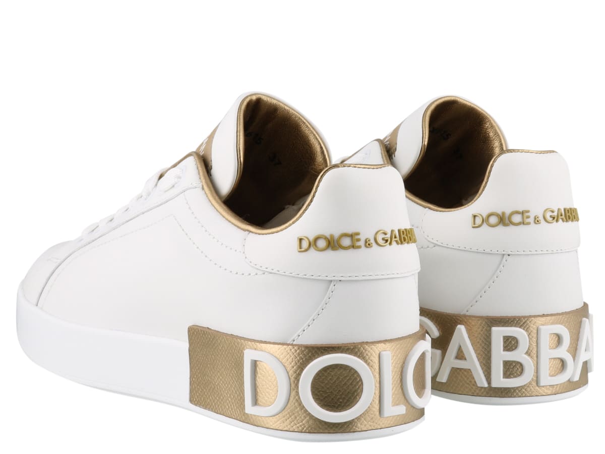 Shop Dolce & Gabbana Portofino Sneakers In Oro