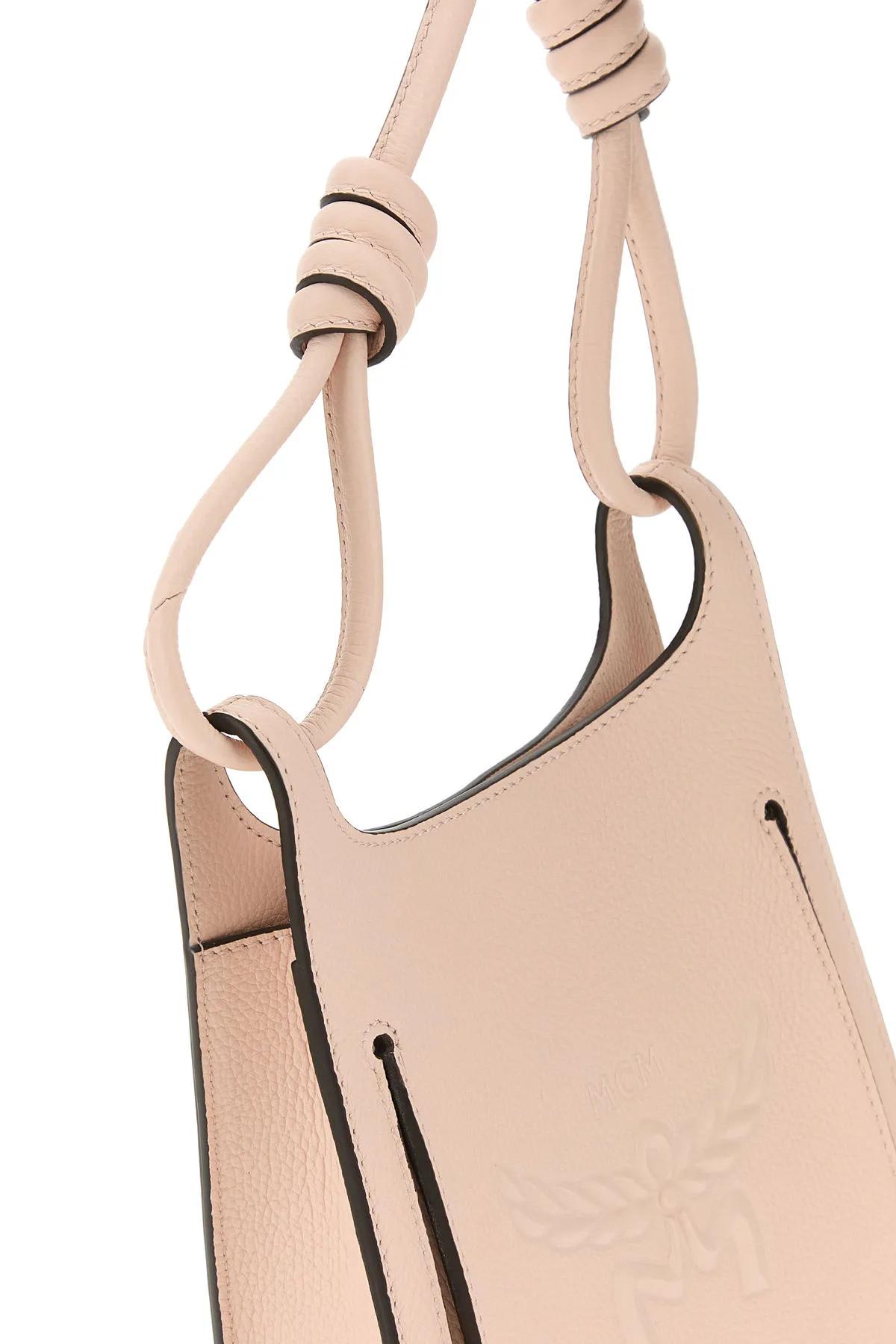 Shop Mcm Pastel Pink Leather Mini Himmel Hobo Crossbody Bag