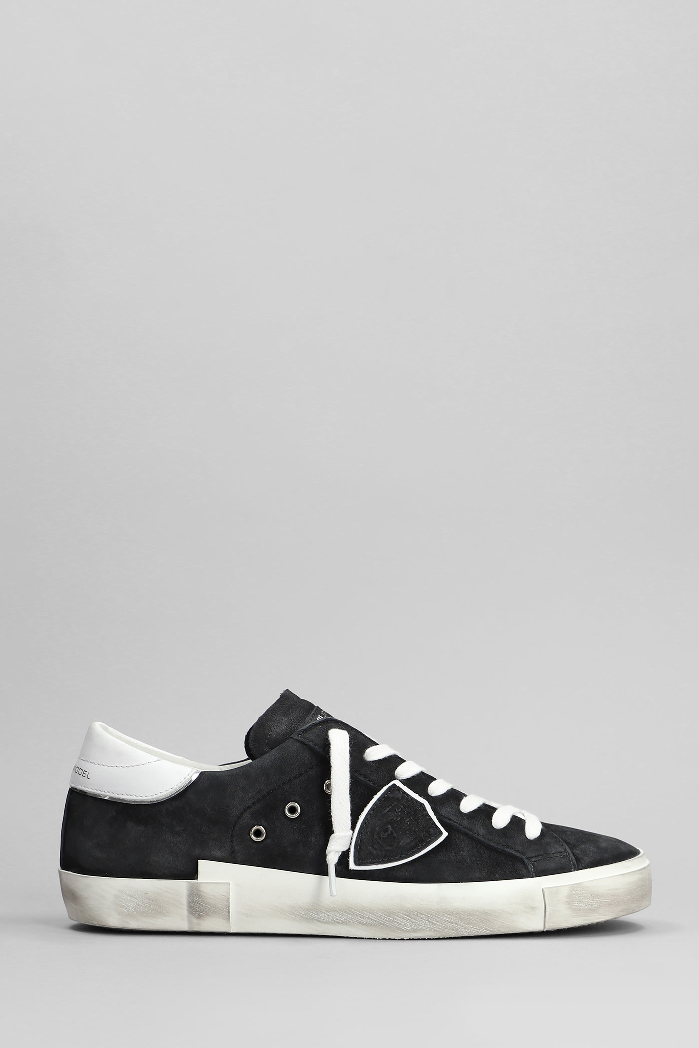 Shop Philippe Model Prsx Low Sneakers In Black Nubuck