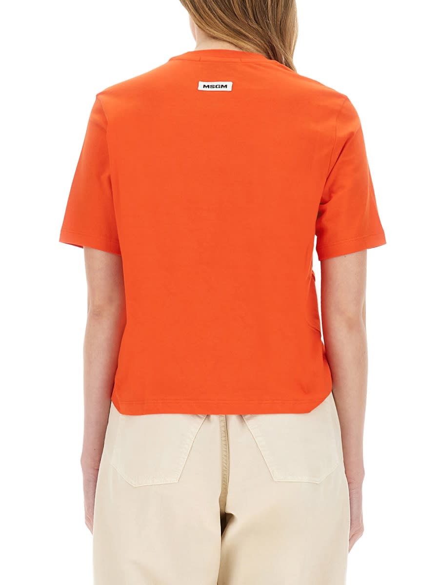 Msgm Twist Detailed Crewneck T In Red