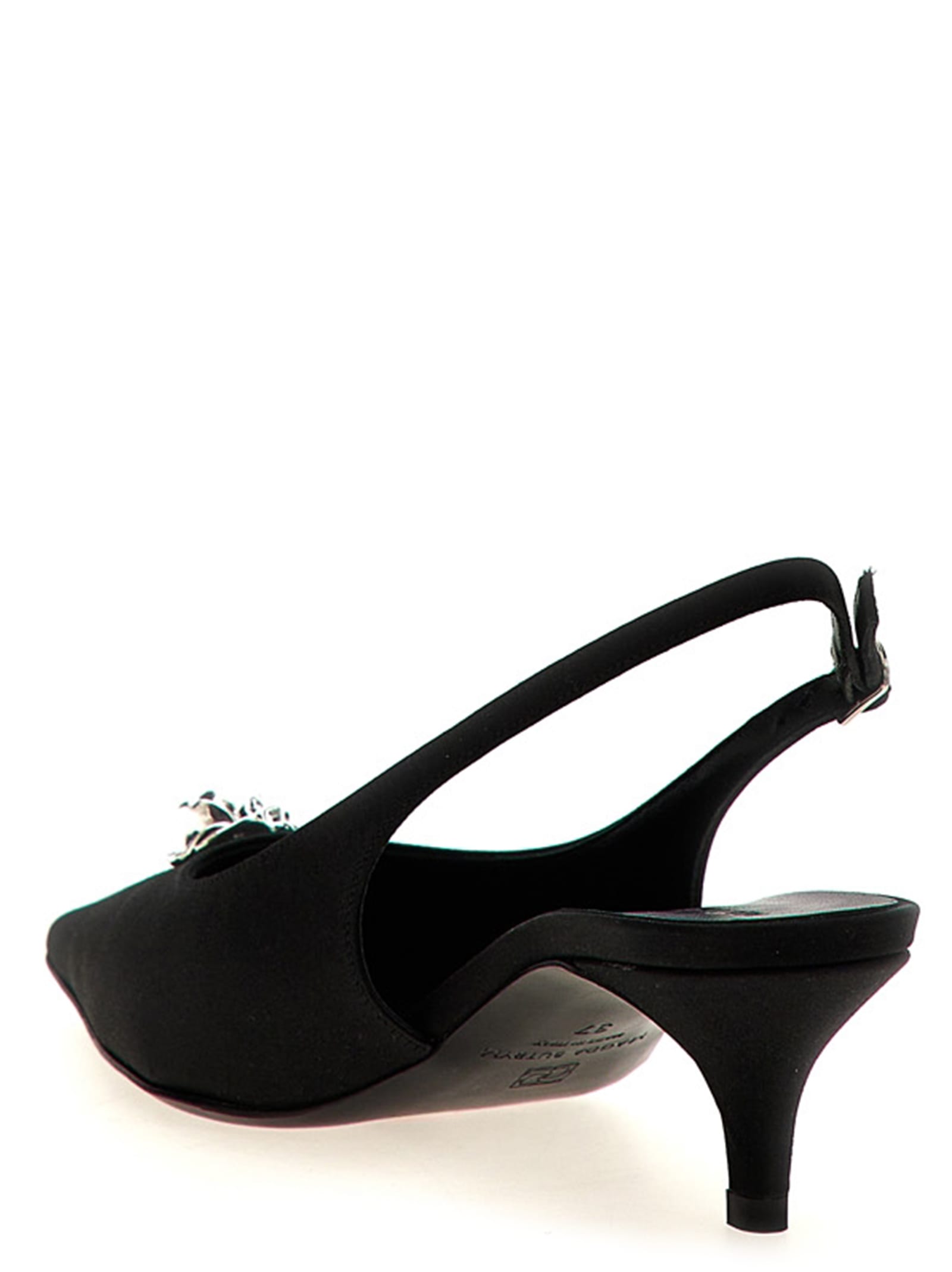 Magda Butrym Rosetta Slingback Pumps With Embellished Kitten Heel In Black
