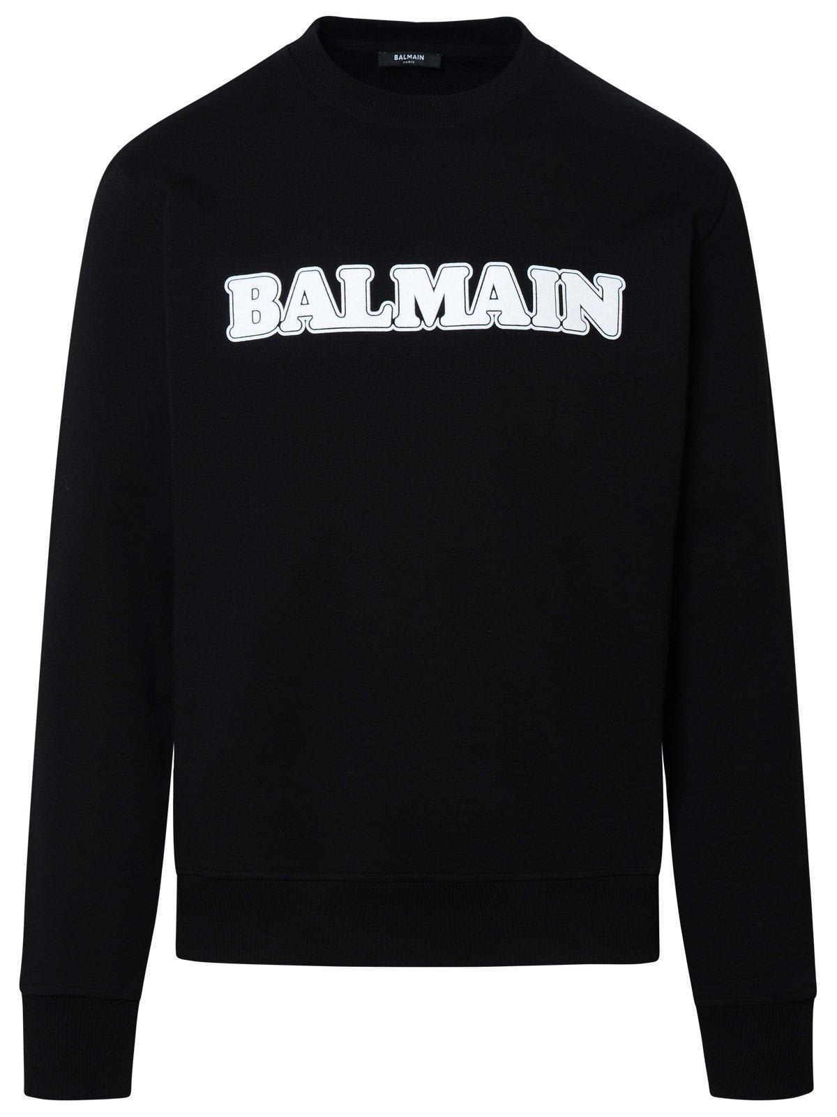 Balmain Retro Monogram Logo Cotton Hoodie In Multicolor