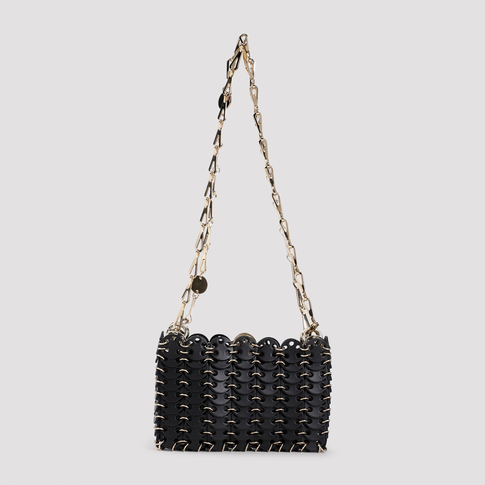 Rabanne 1969 Nano Sac A Man Cuir Bag In Black Gold