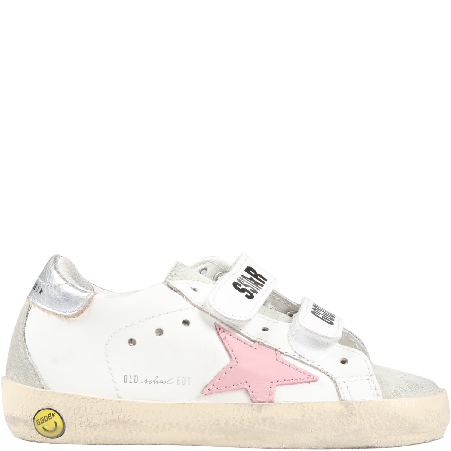 Golden Goose White old School Sneakers For Girl With Pink Star