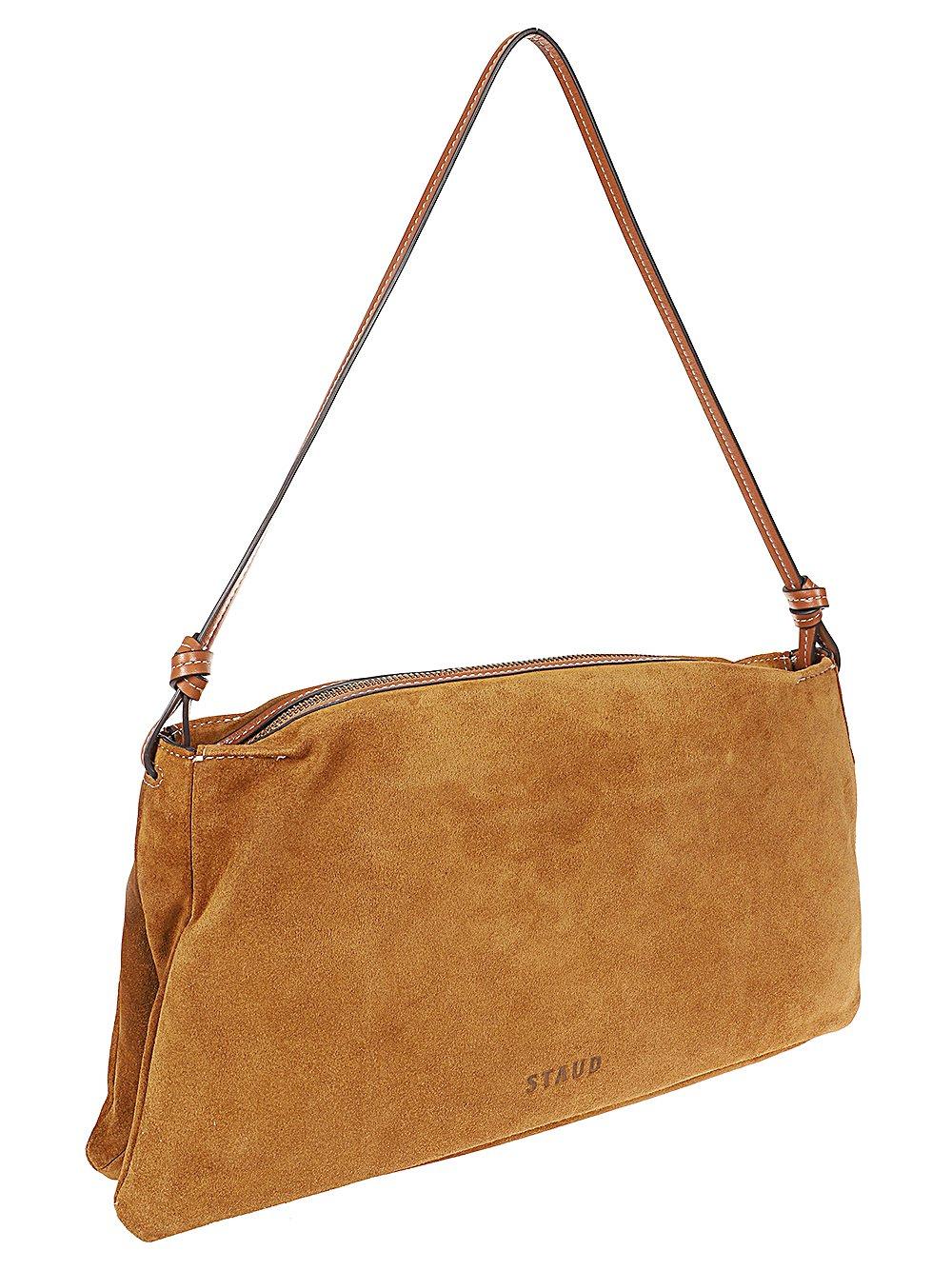 Staud Wally Logo Debossed Shoulder Bag In Brown