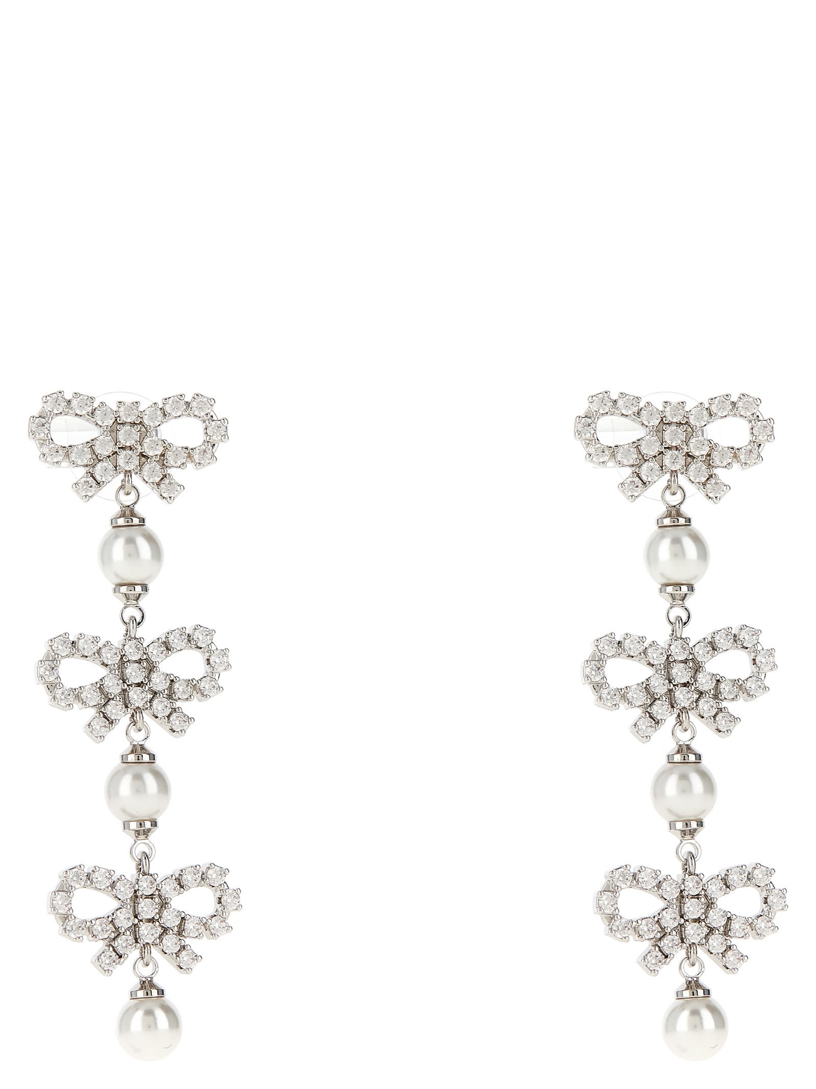 micro Bow Pearl Tiered Earrings