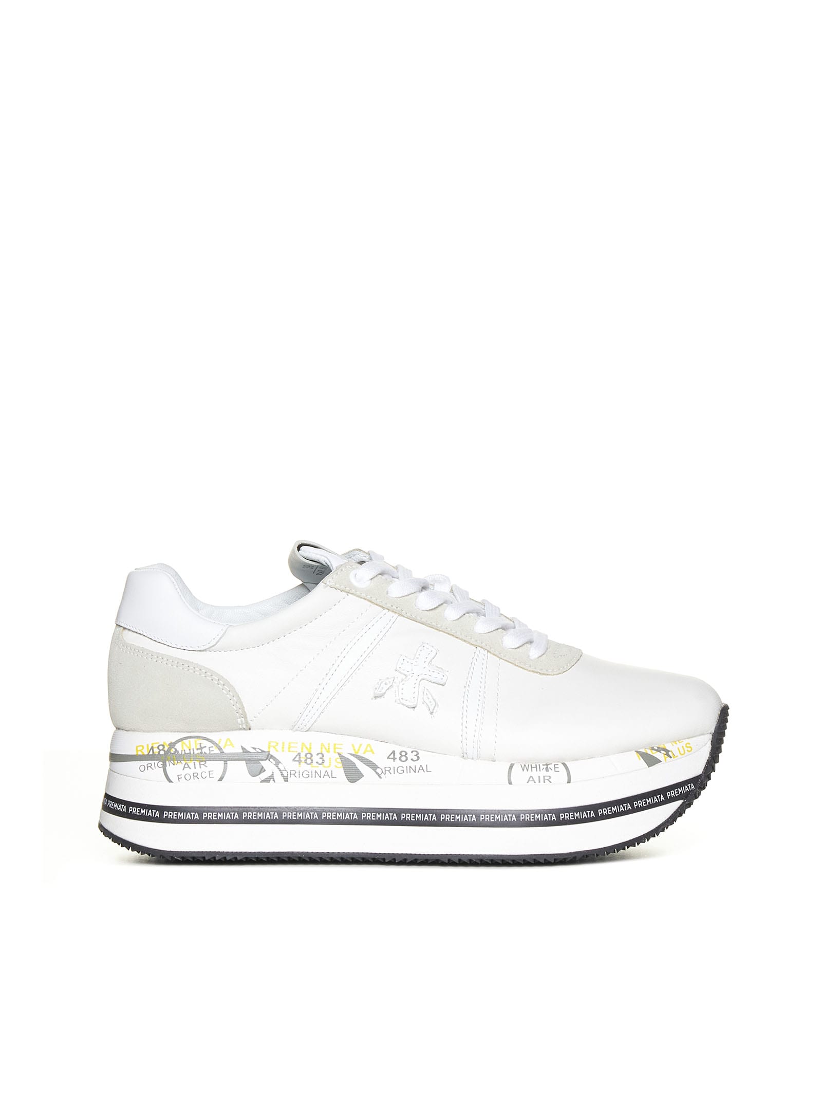 Shop Premiata Sneakers In Beige/white