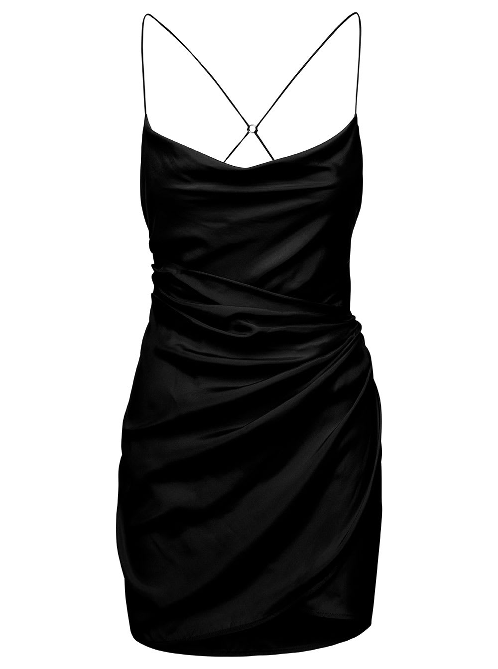 Shop Gauge81 Shiroi Mini Black Dress With Draped Neckline In Silk Woman