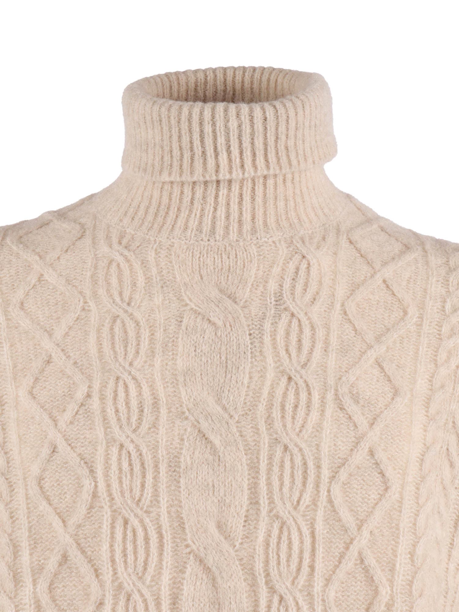 Ballantyne Fine Knit High-neck Pullover With Ribbed Details In Neutral
