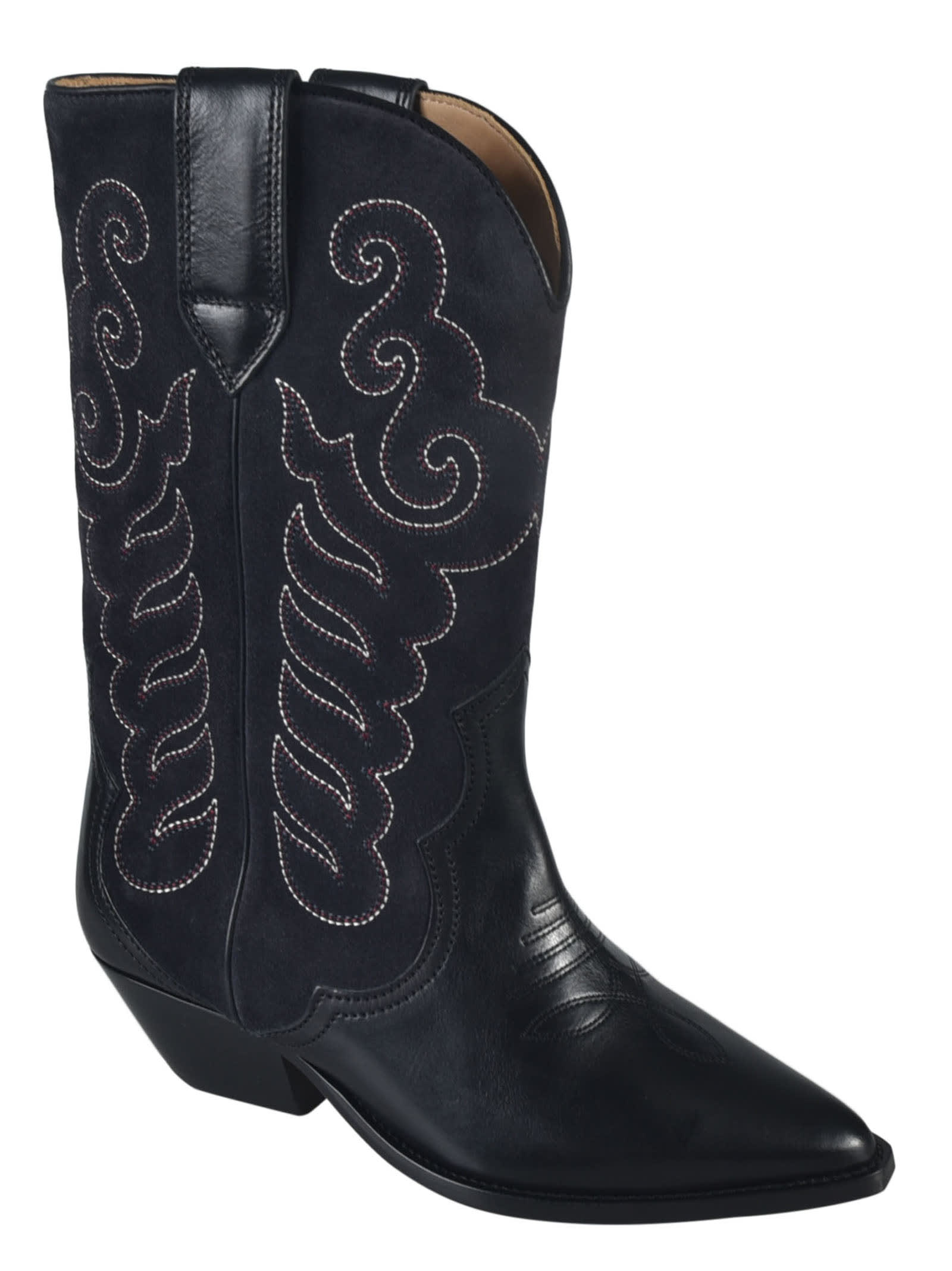 Shop Isabel Marant Duerto Embroidered Boots In Black/faded Black