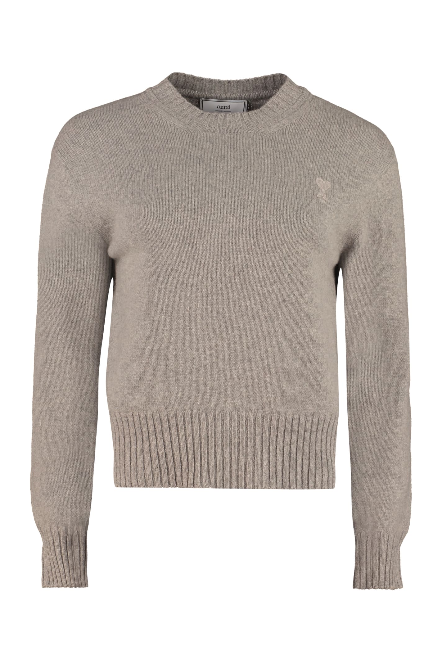 Ami Alexandre Mattiussi Crew-neck Cashmere Sweater In Grey