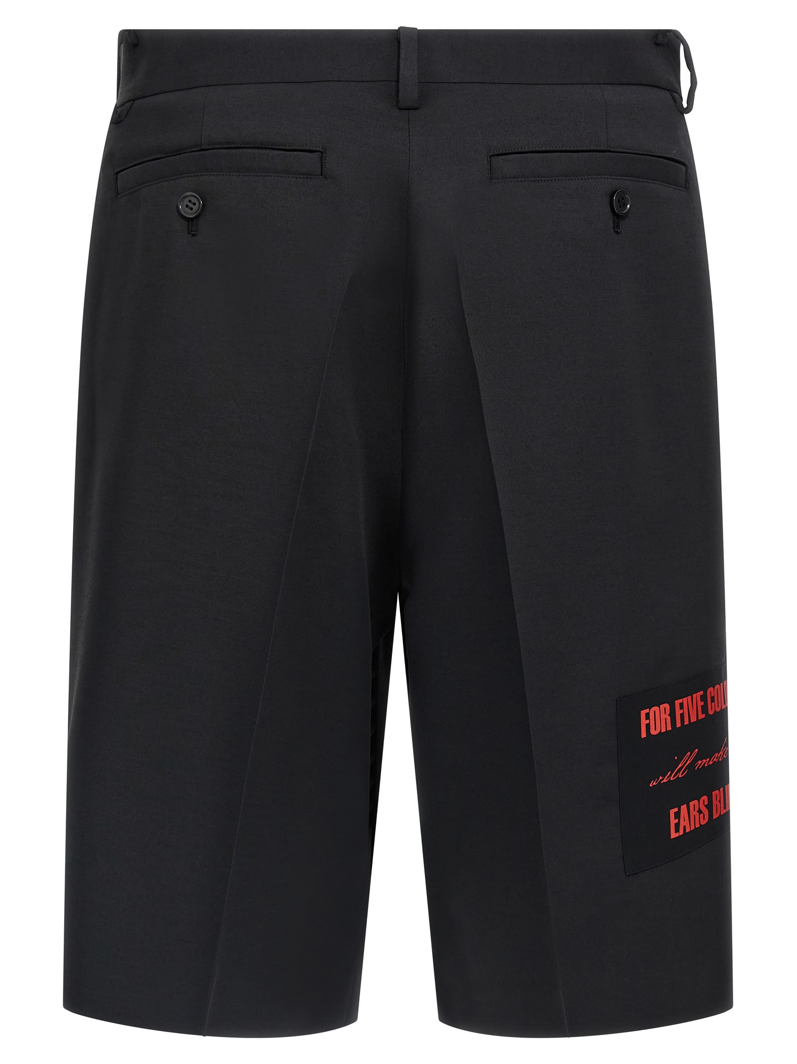 Undercover Bermuda Shorts With Back Pockets And Graphic Print In Black