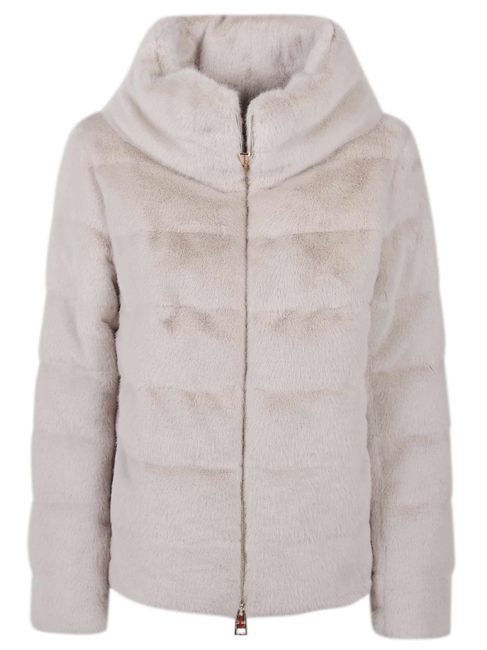 Herno Down Cape Jacket Fur Effect In White