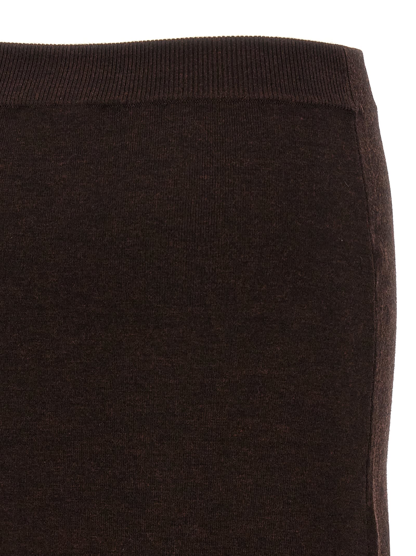 Victoria Beckham Wool Blend Button Detailing High Waist Skirt In Brown
