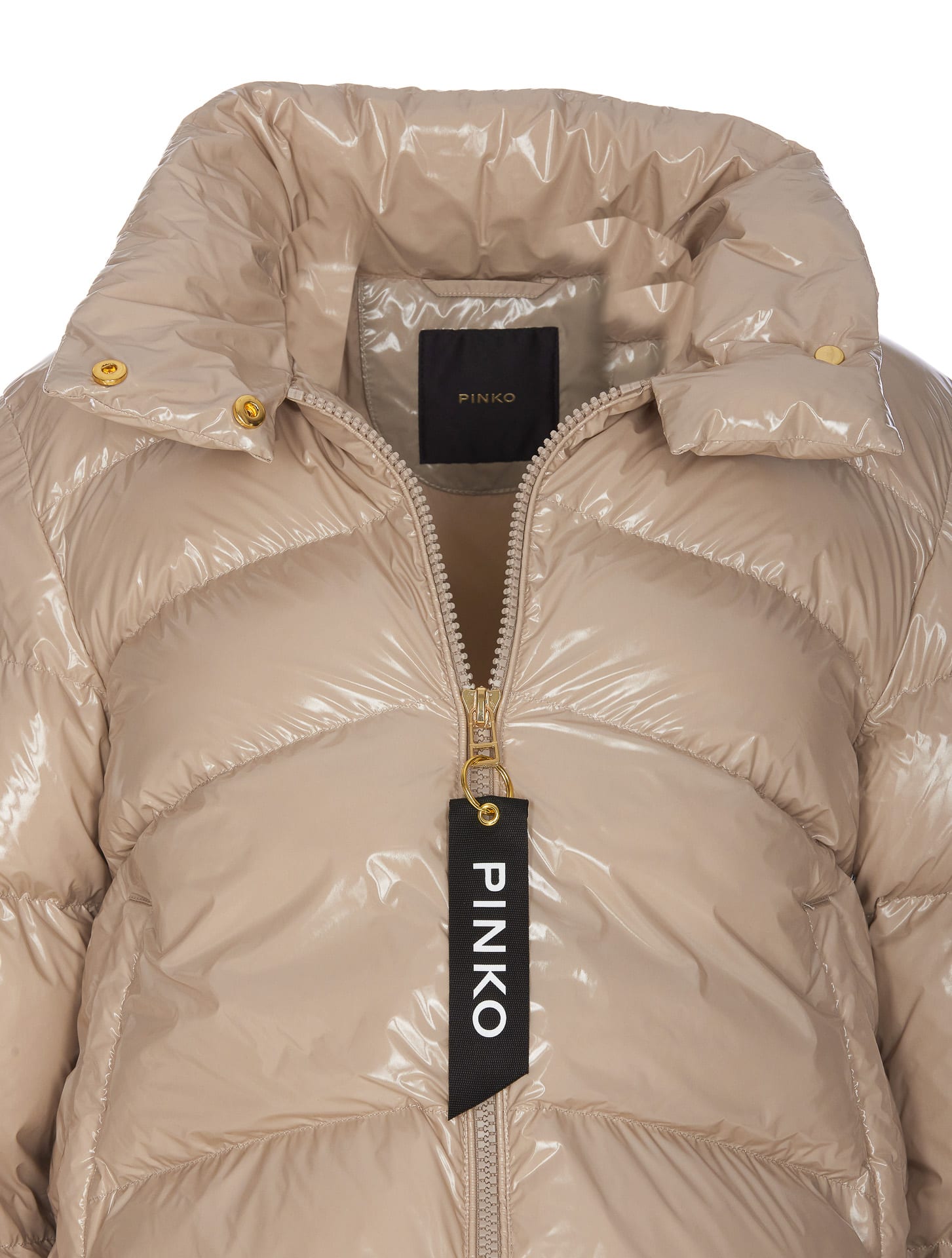 Shop Pinko Mirco Down Jacket In Beige