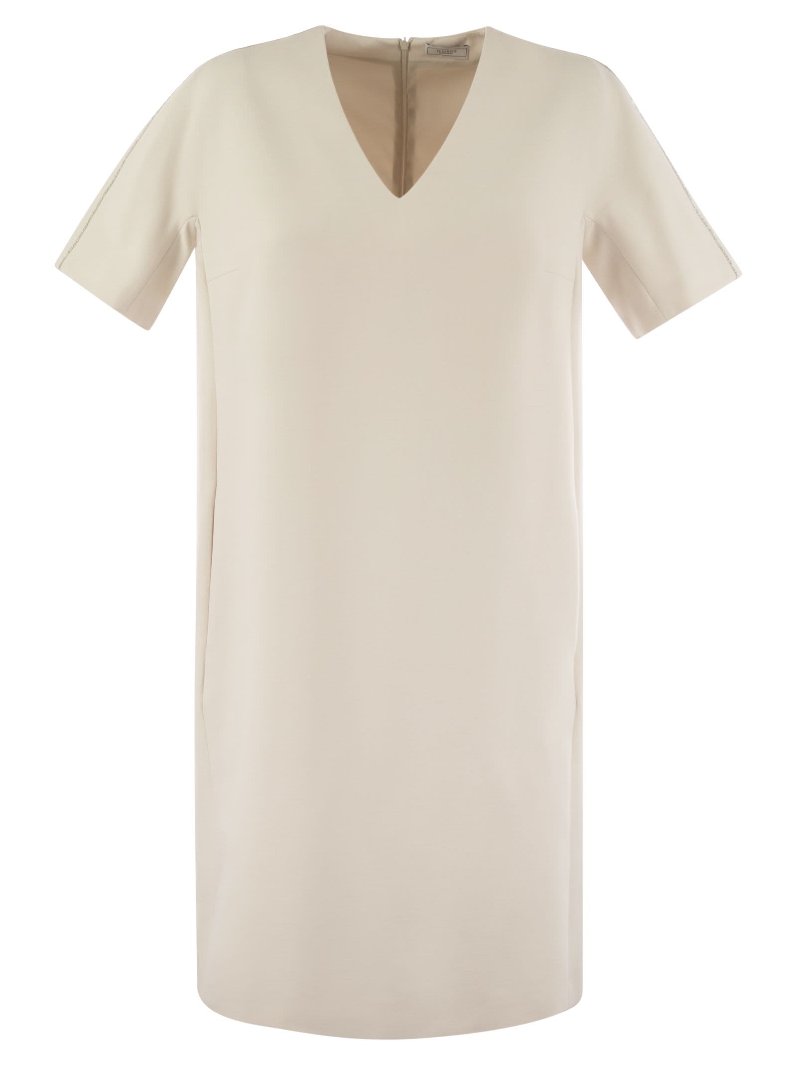 Shop Peserico Cotton And Viscose Blend Midi Dress In Pearl