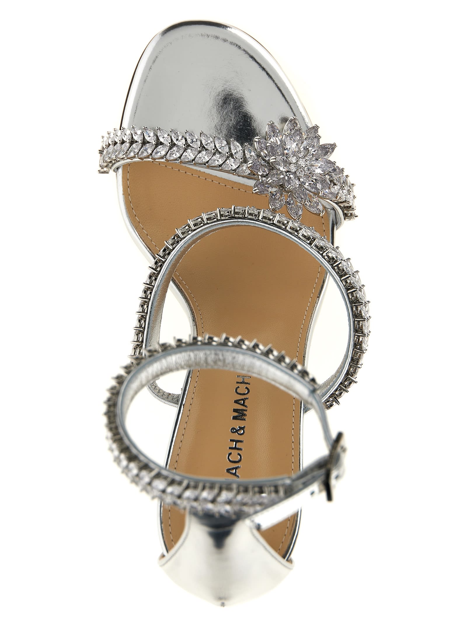 Mach & Mach Lotus Sandals In Silver