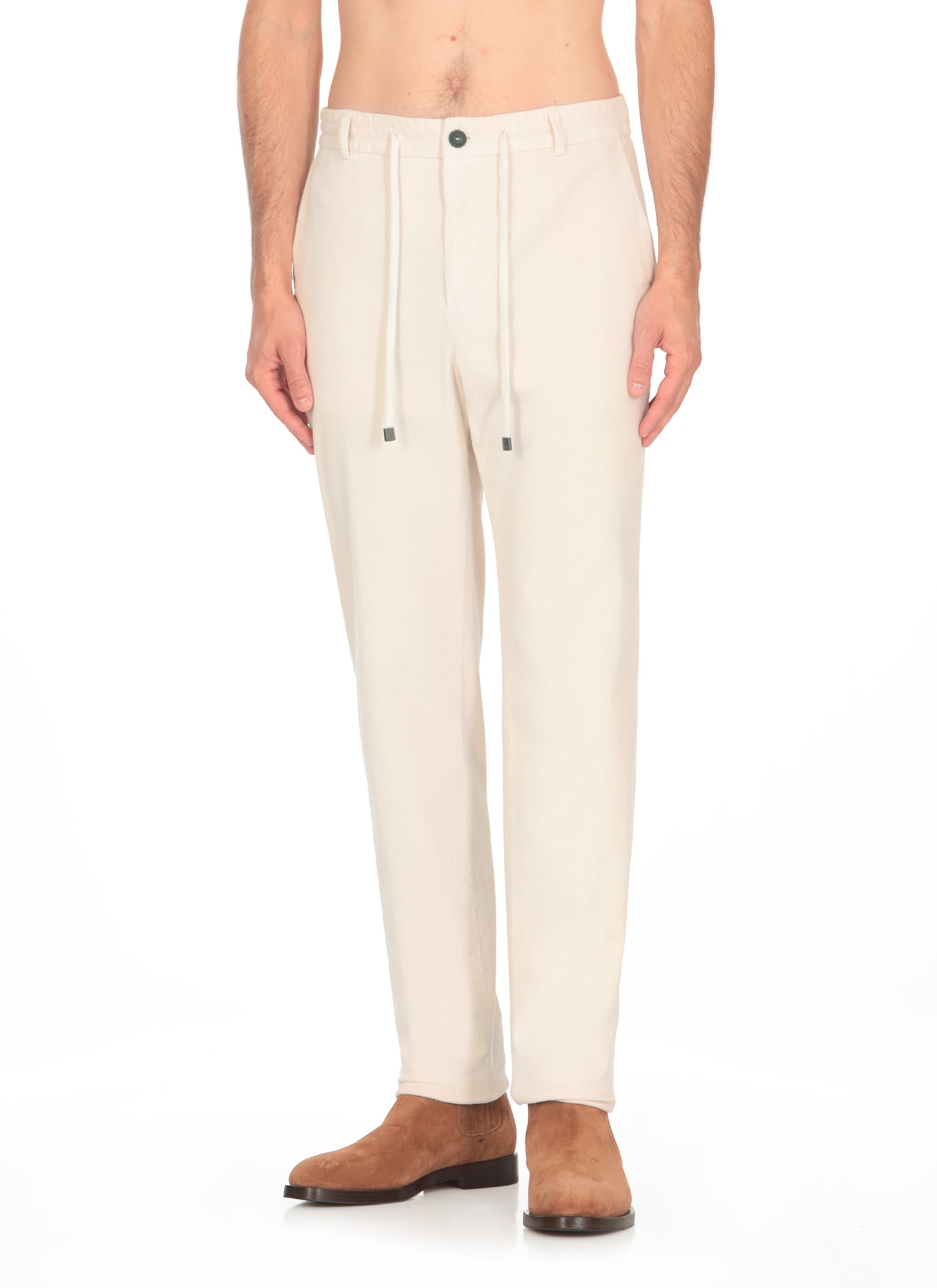 Shop Peserico Velvet Trousers In Ivory