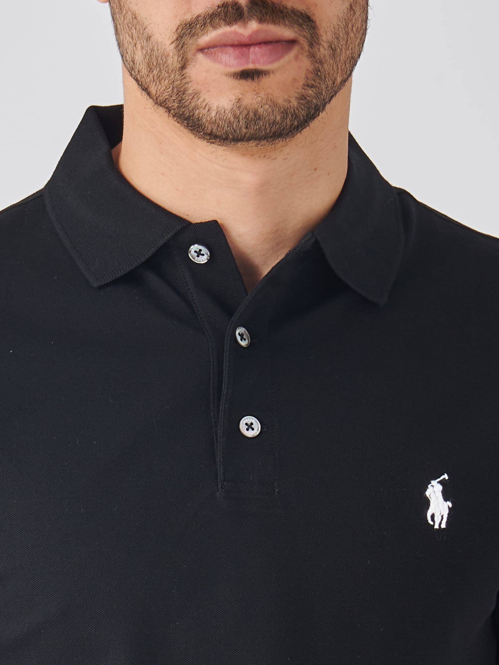 Shop Polo Ralph Lauren Short Sleeve Knite Polo In Nero