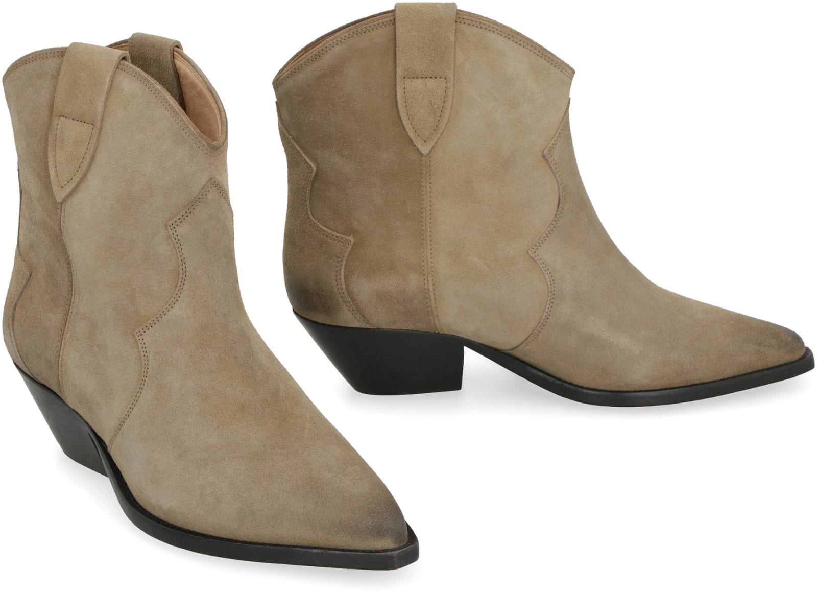 Shop Isabel Marant Dewina Suede Ankle Boots In Dove Grey