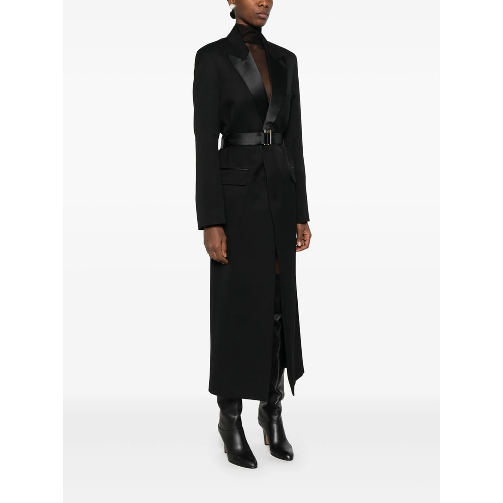 Victoria Beckham Shawl-lapel Slit Coat In Black